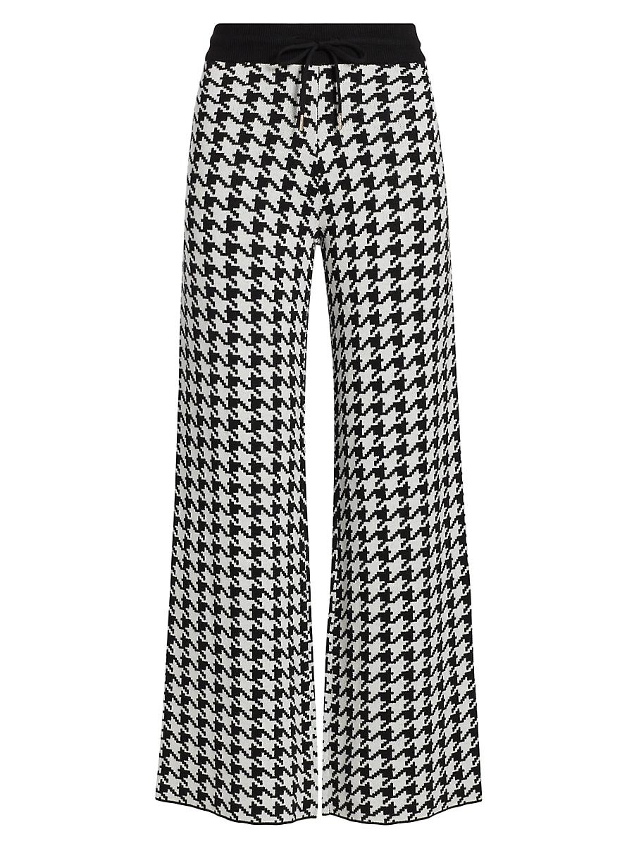 Womens Houndstooth High-Rise Straight-Leg Pants Product Image