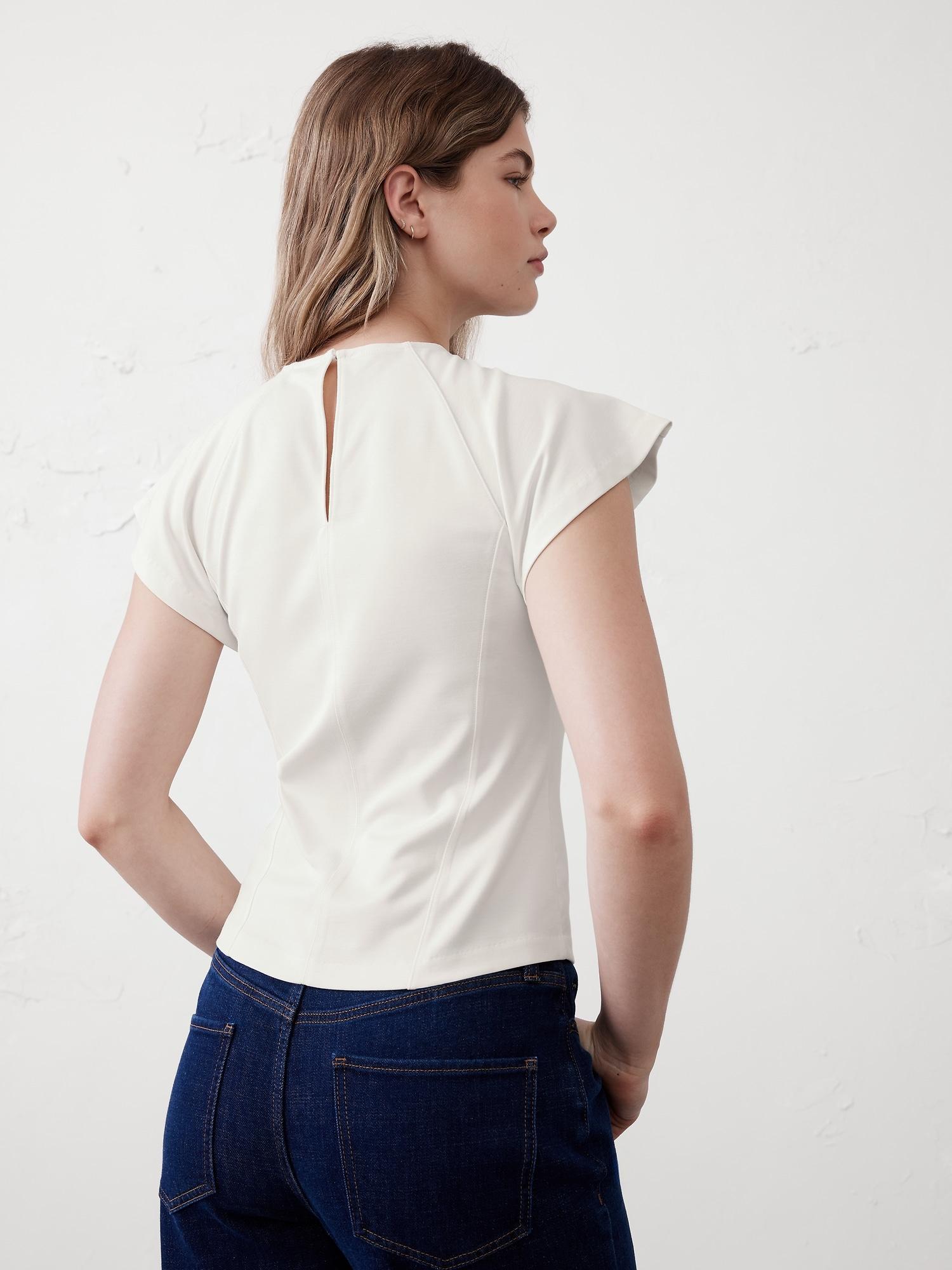 Lightweight Flutter-Sleeve Ponte Top Product Image