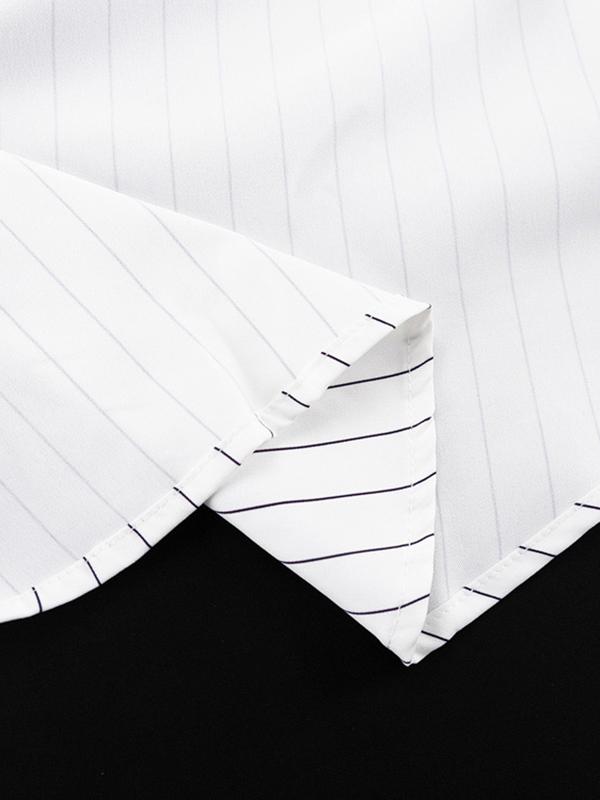 Irregular Clipping Long Sleeves Split-Joint Striped Lapel Blouses Product Image