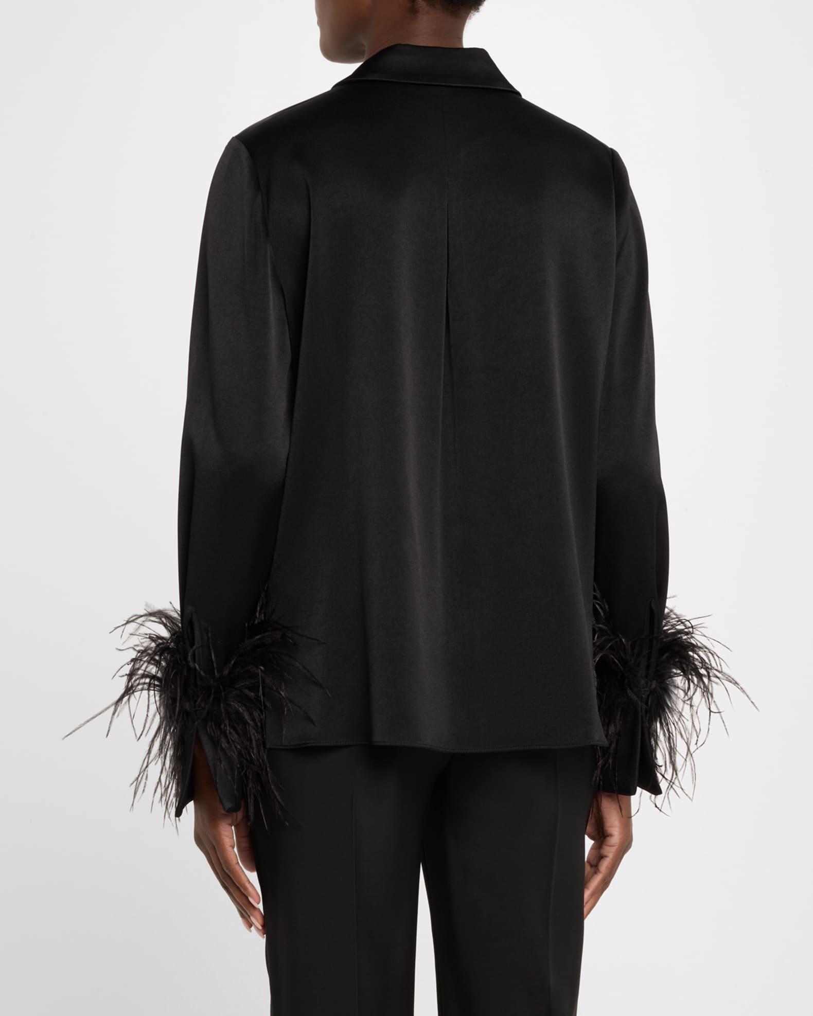 Murphy Feather-Trim Collared Blouse Product Image