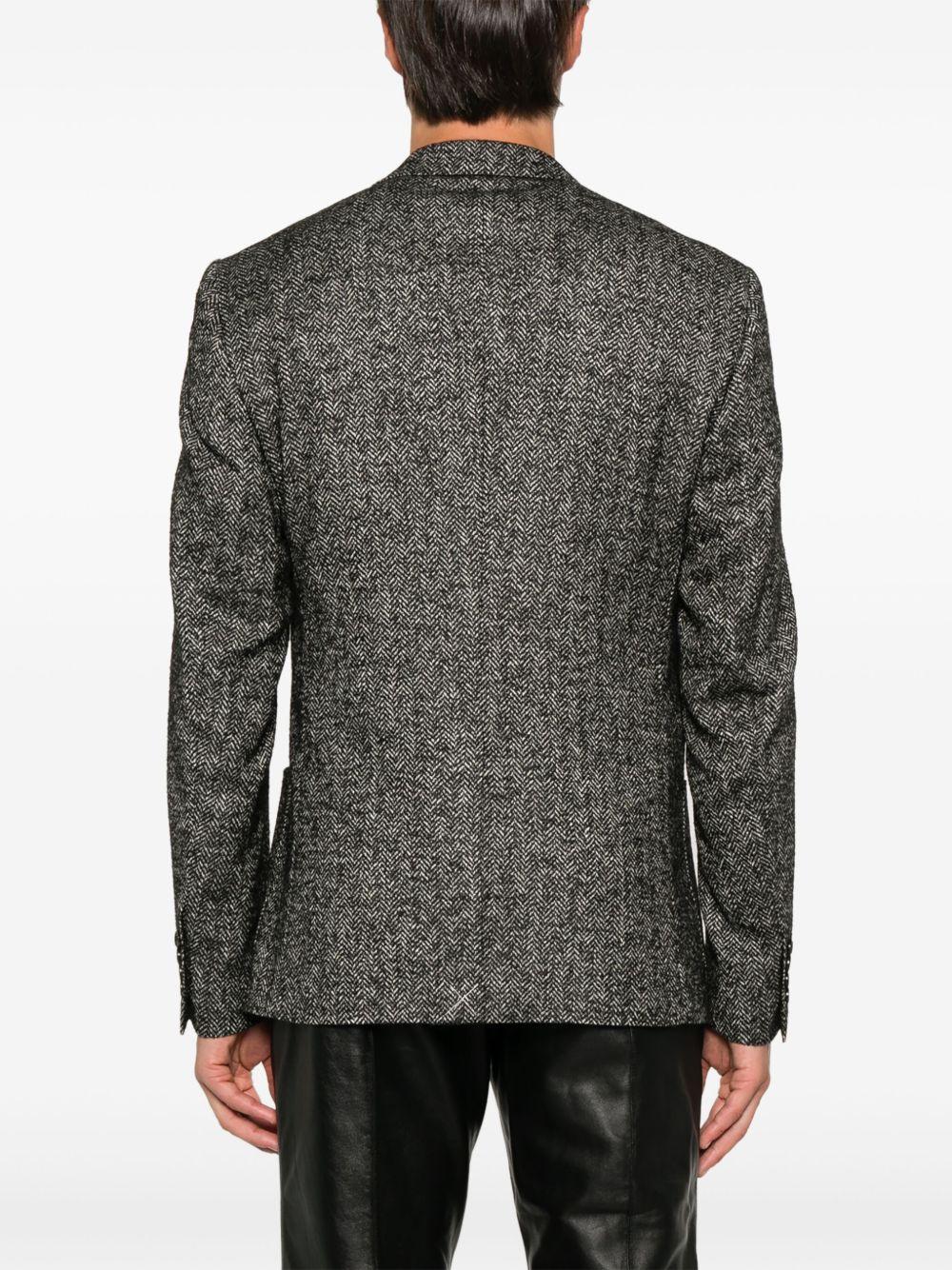 DOLCE & GABBANA Grey Single-breasted Jacket With Peak Revers In Wool Stretch Man Product Image