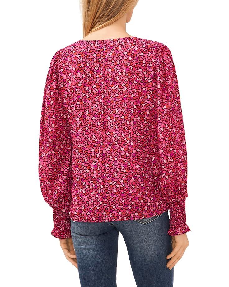 Crew Neck Mixed Media Crepe Knit Blouse Product Image