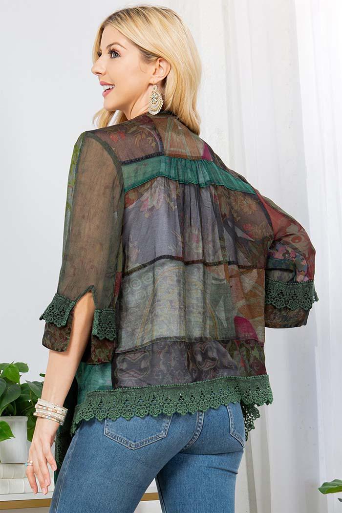 Patchwork Kimono Overdyed Prints Product Image