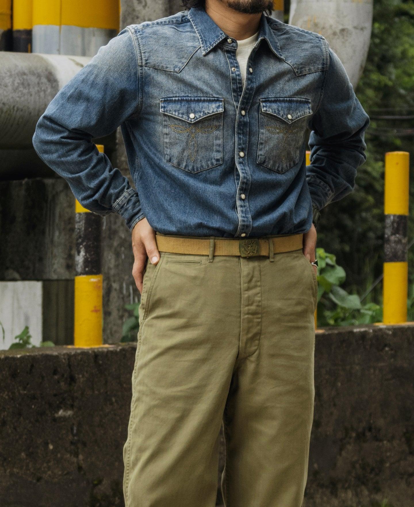 1950s Slub Denim Western Shirt Product Image