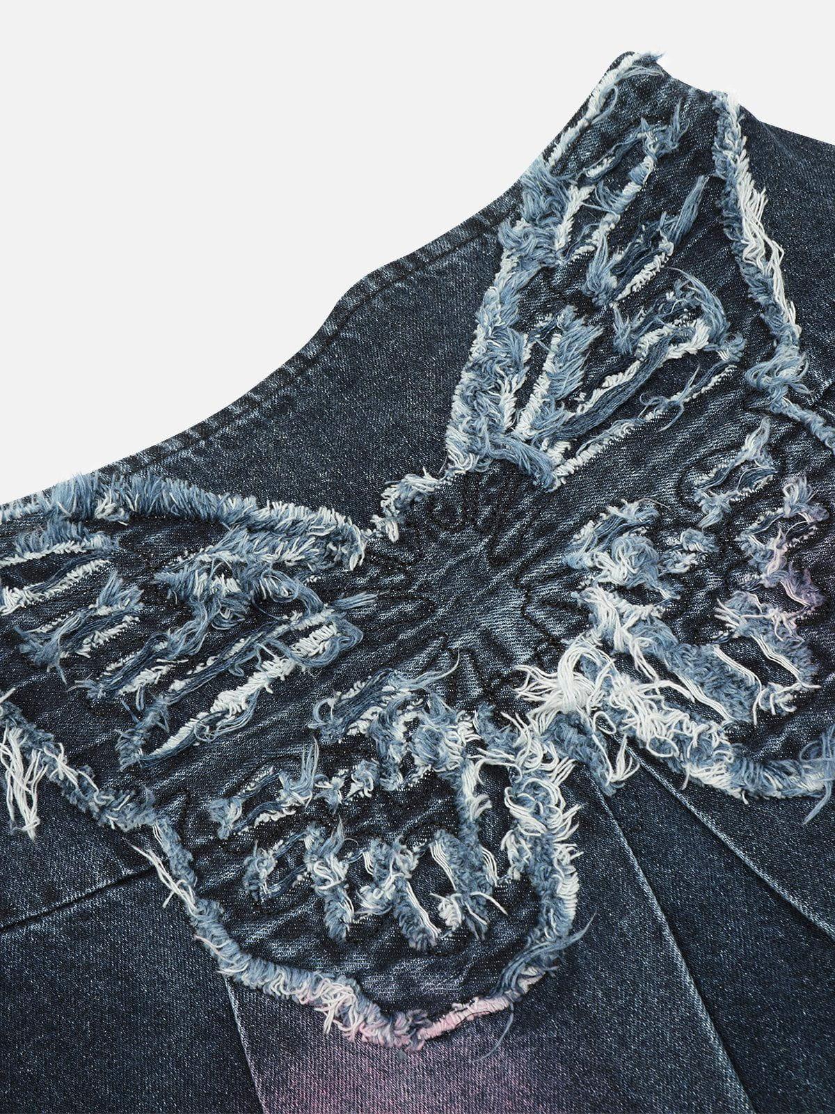 Aelfric Eden Fringe Butterfly Denim Skirt Female Product Image