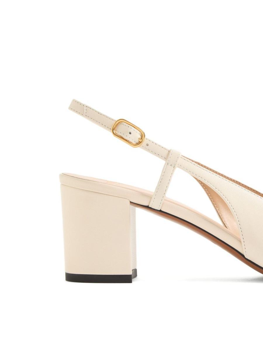 VALENTINO GARAVANI Leather Vlogo Signature Pumps With Slingback Strap In Neutral Product Image