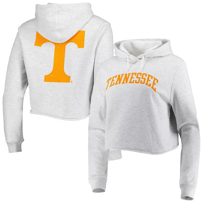 Women's League Collegiate Wear Ash Tennessee Volunteers 2-Hit 1636 Cropped Pullover Hoodie, Size: XL, Black Product Image