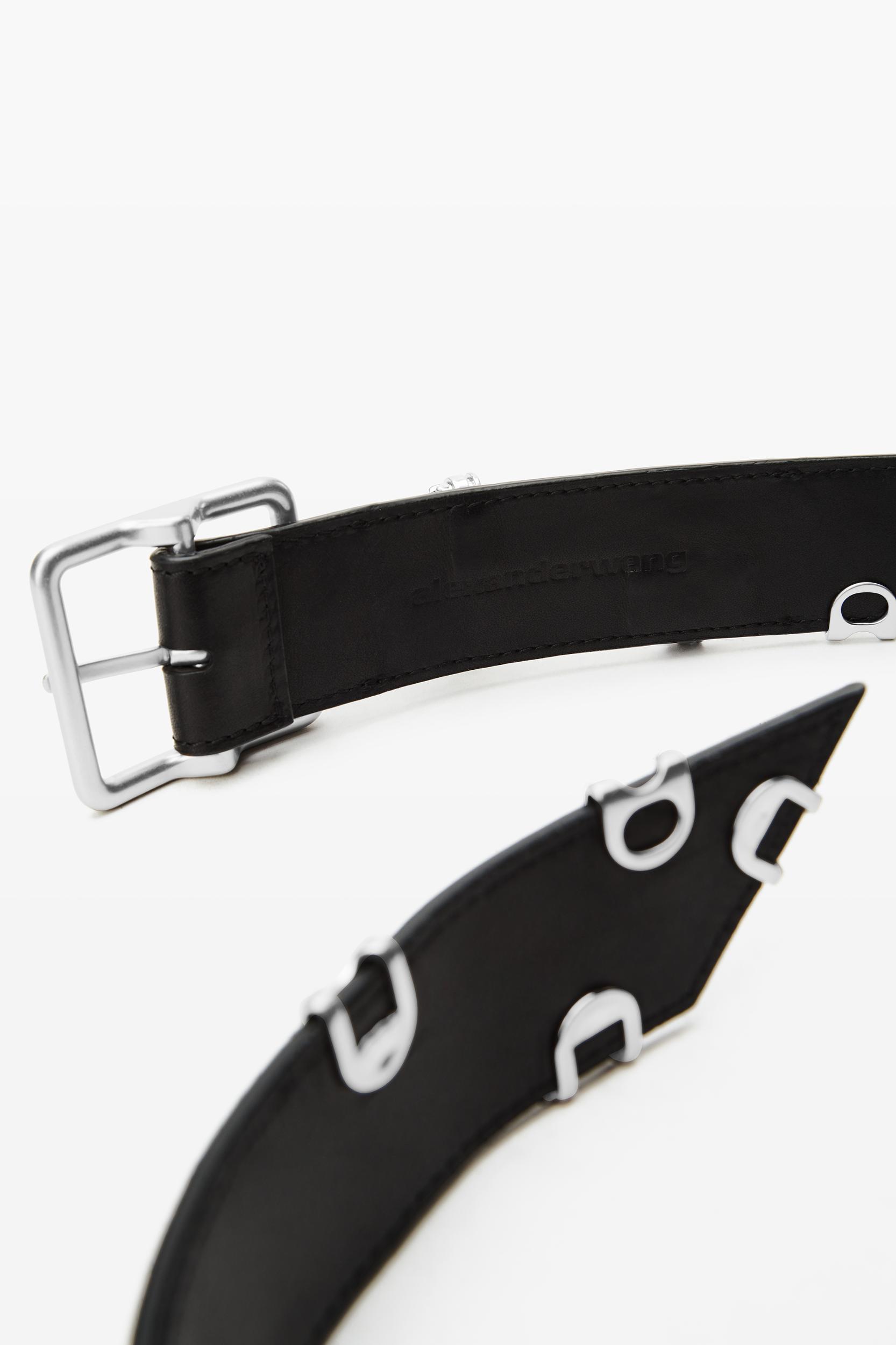 Black Leather Belt With Hardware Product Image