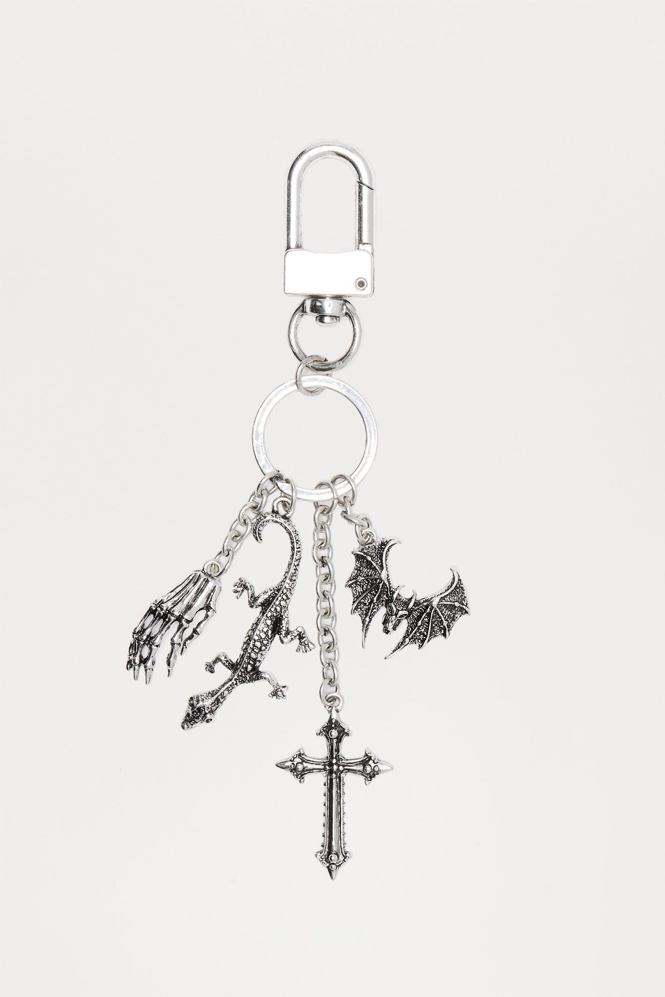 Curated Multi Charm Keychain - Silver Male Product Image