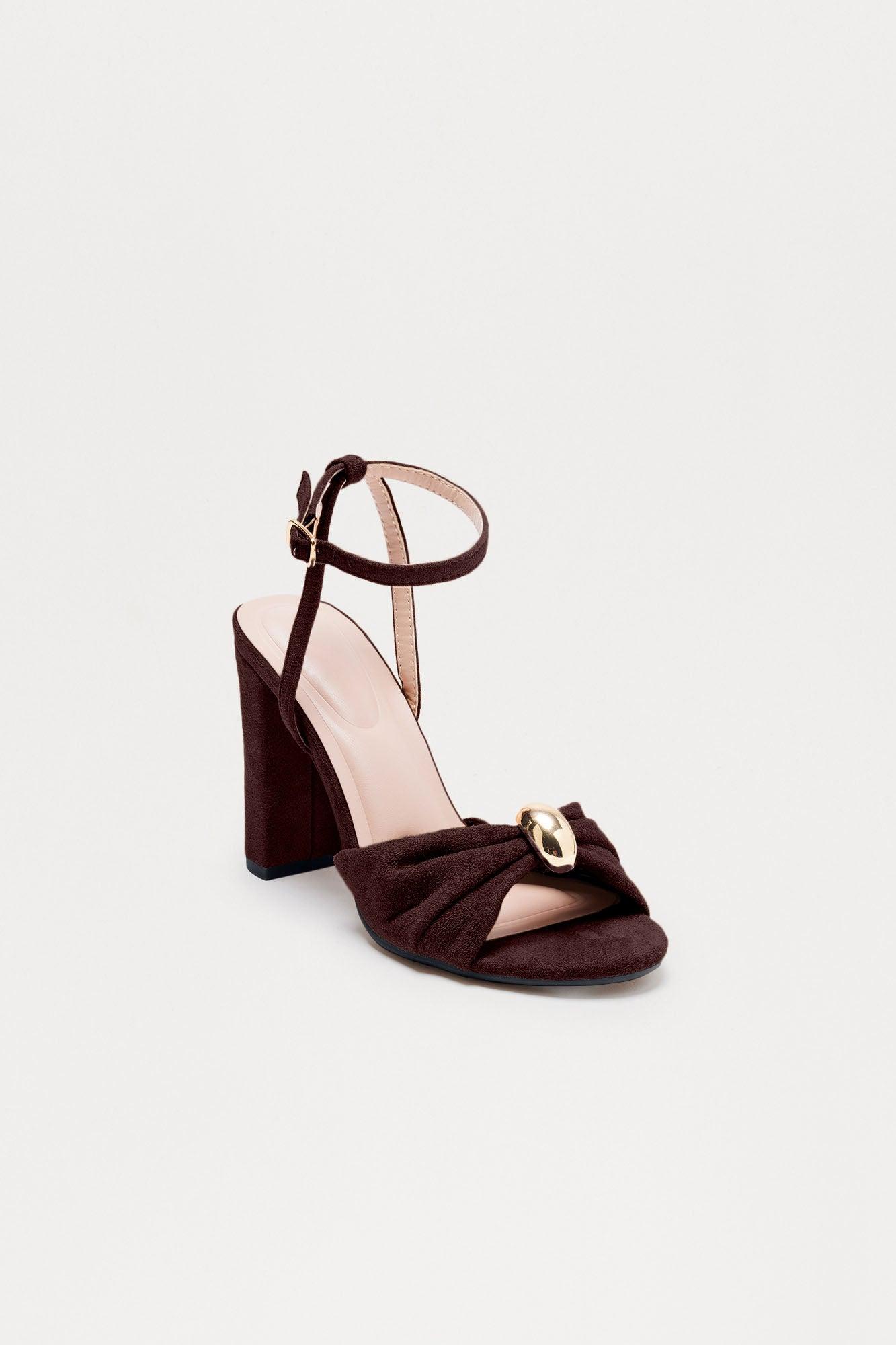 Brookie Hardware Ankle Strap Heels - Brown Female Product Image