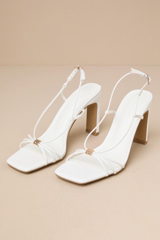 Rayla White Strappy Slingback High Heel Sandals Product Image