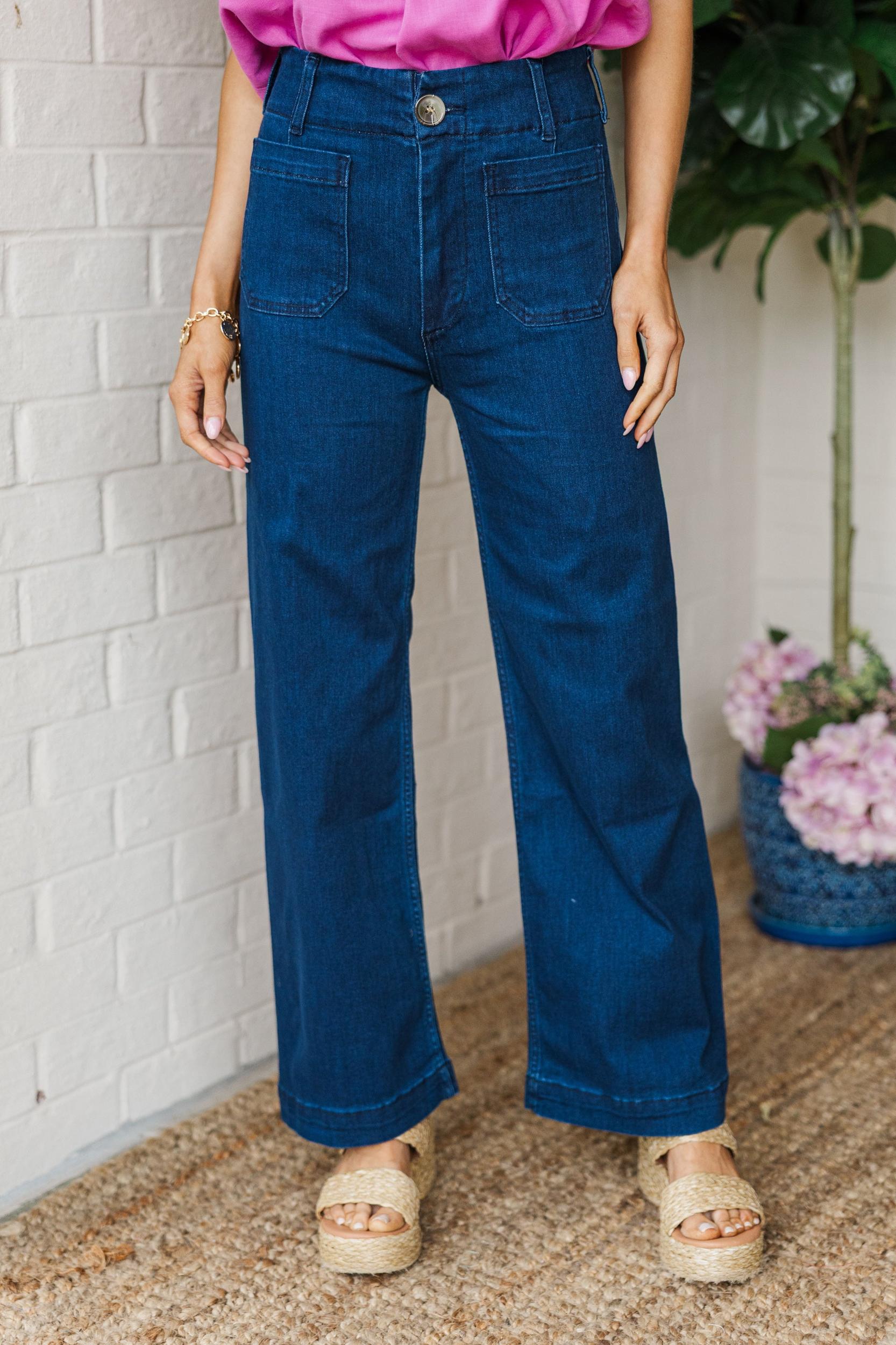 Big Dreams Dark Denim Wide Leg Jeans Female Product Image