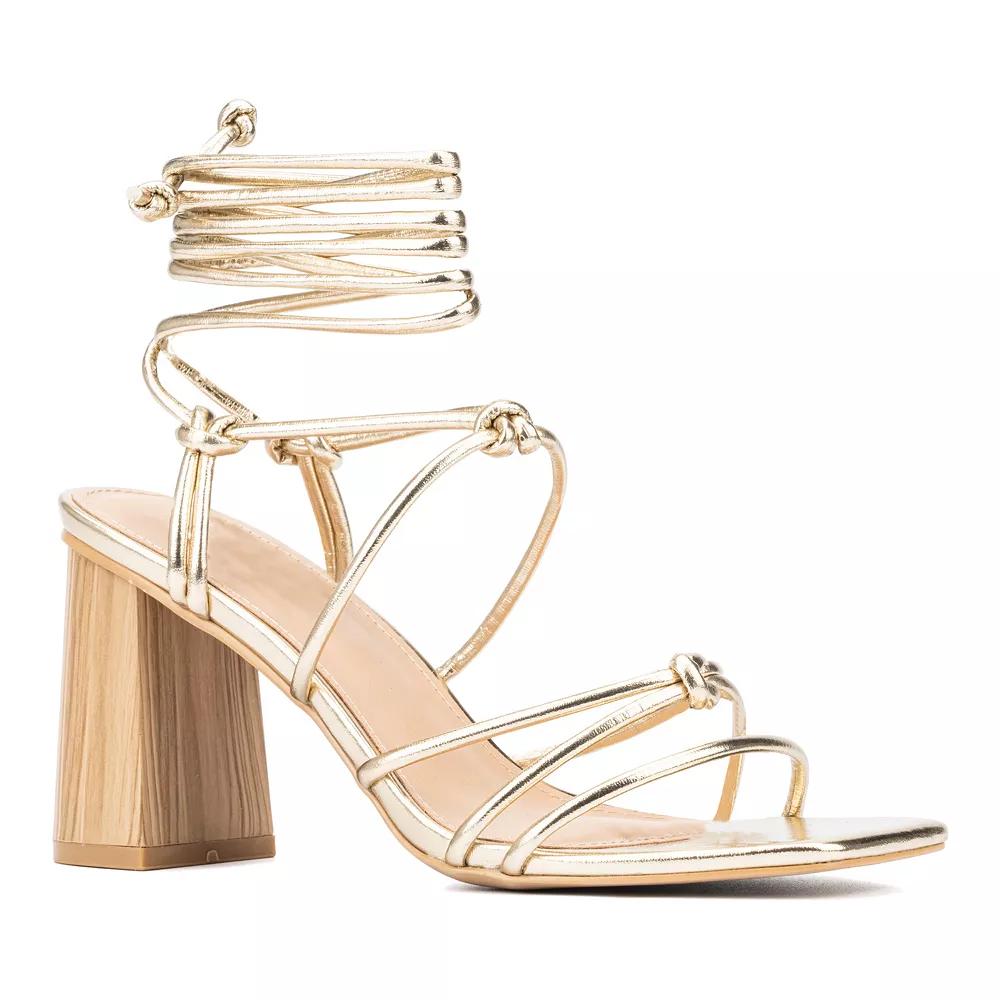 New York & Company Bailey Women's Strappy Block Heel Sandals, Size: 8.5, Gold Product Image