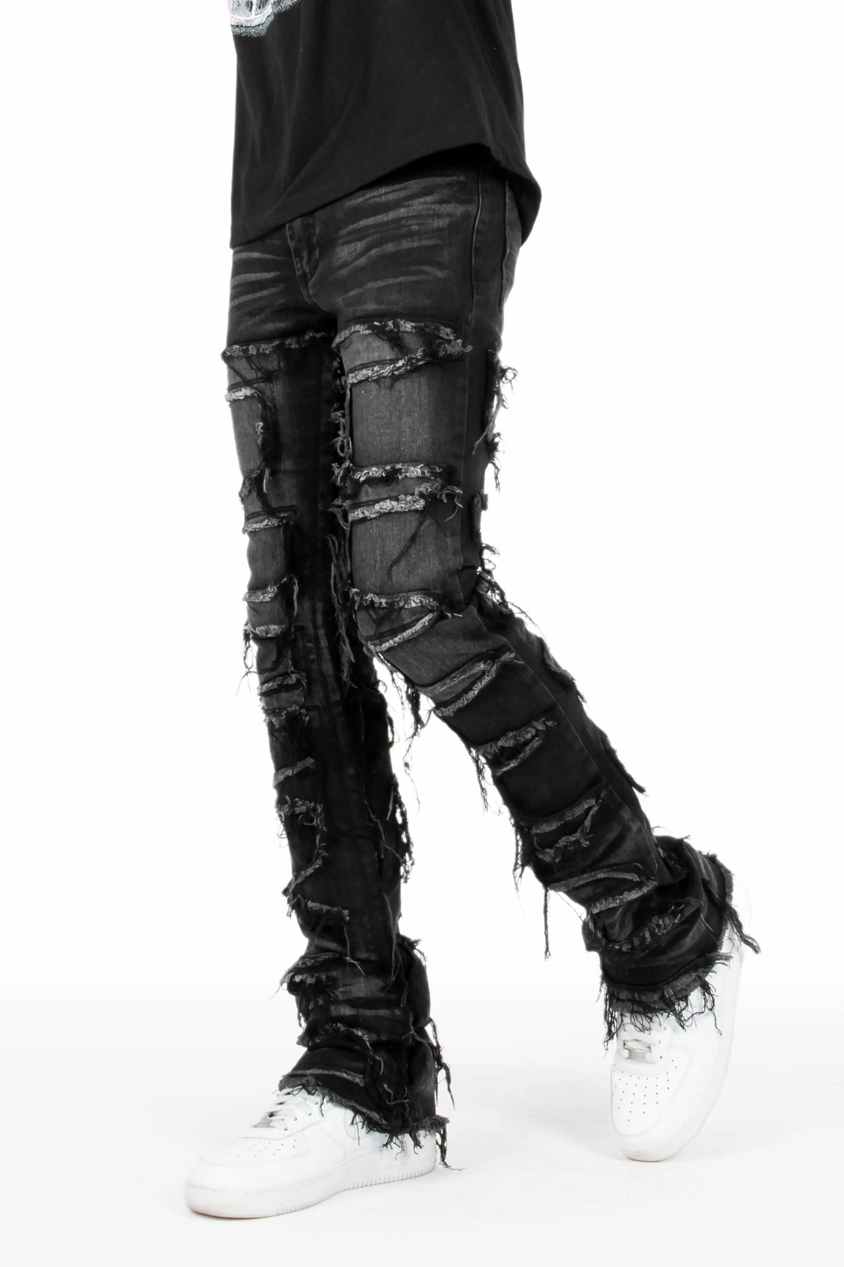 Shake Dark Grey Stacked Flare Jean Male Product Image