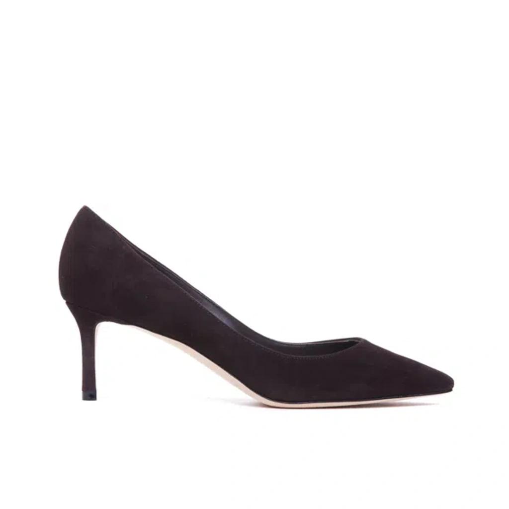 JIMMY CHOO Dark Brown Suede Pumps In Black Product Image