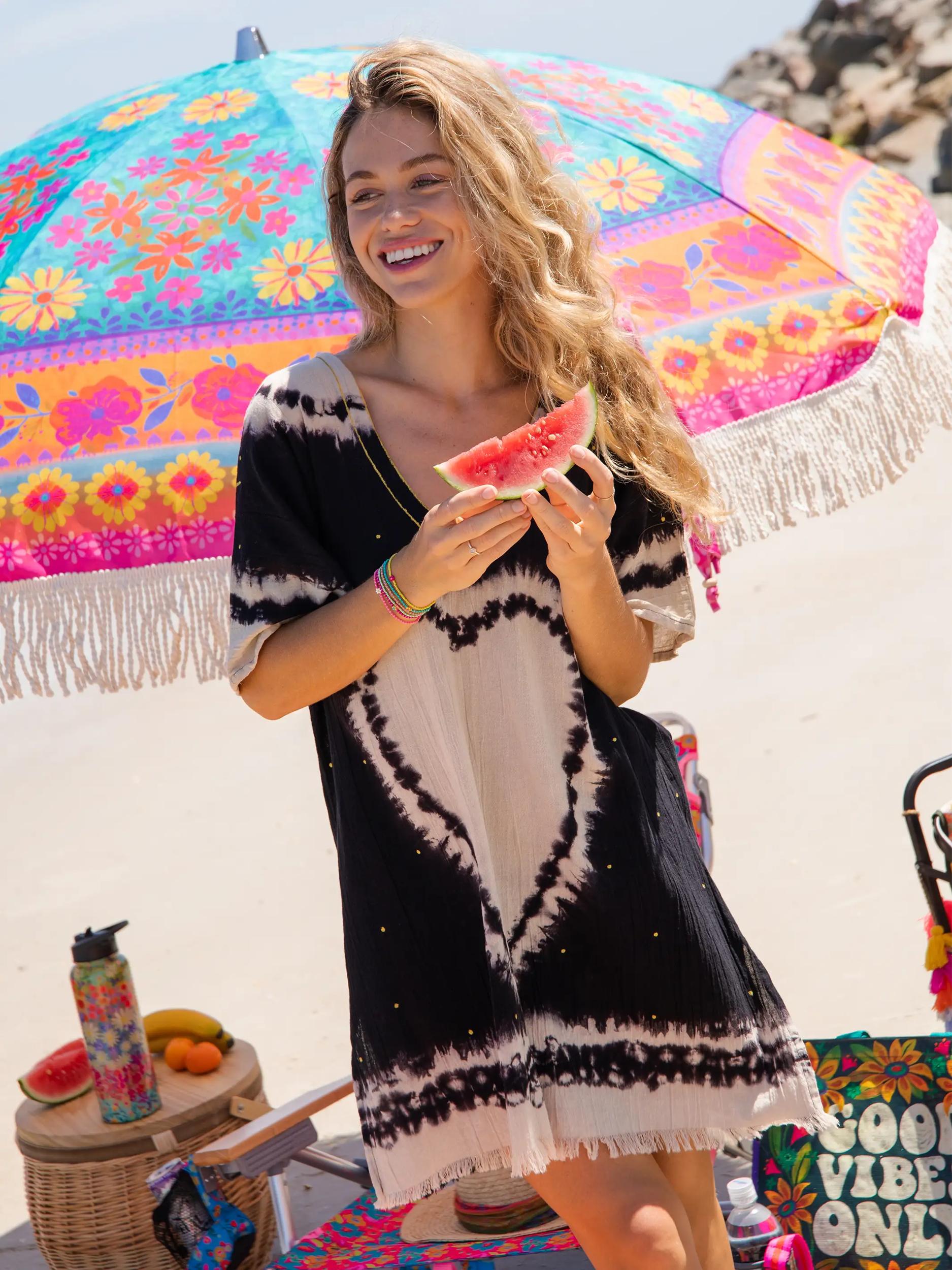 Sayulita Cotton Kaftan - Black Product Image