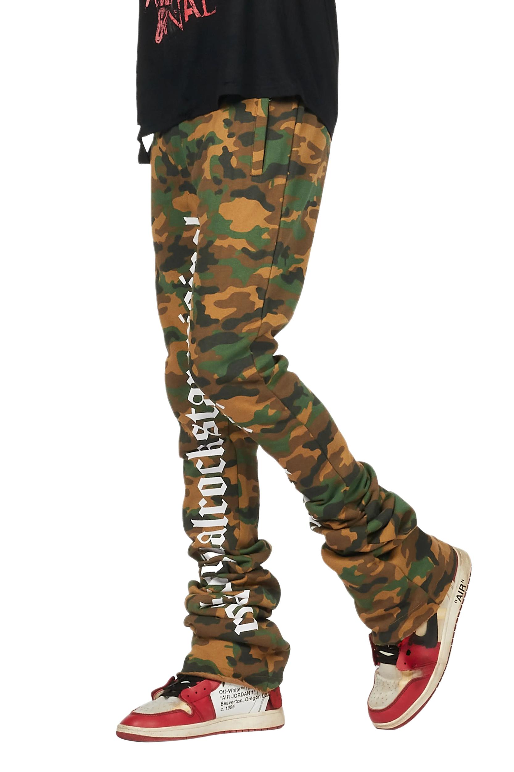 Callie Faded Camo Super Stacked Flare Pants Male Product Image