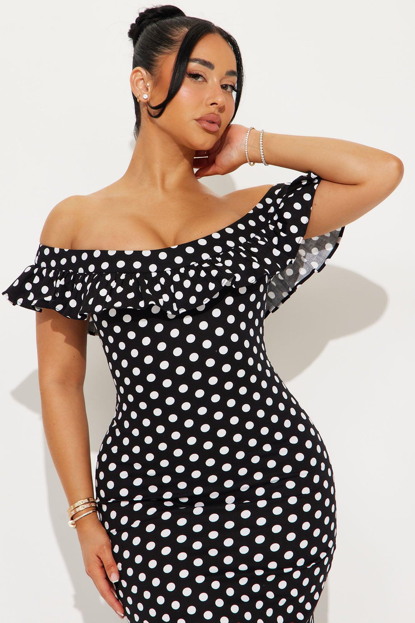 Samantha Polka Dot Maxi Dress - Black/White Product Image