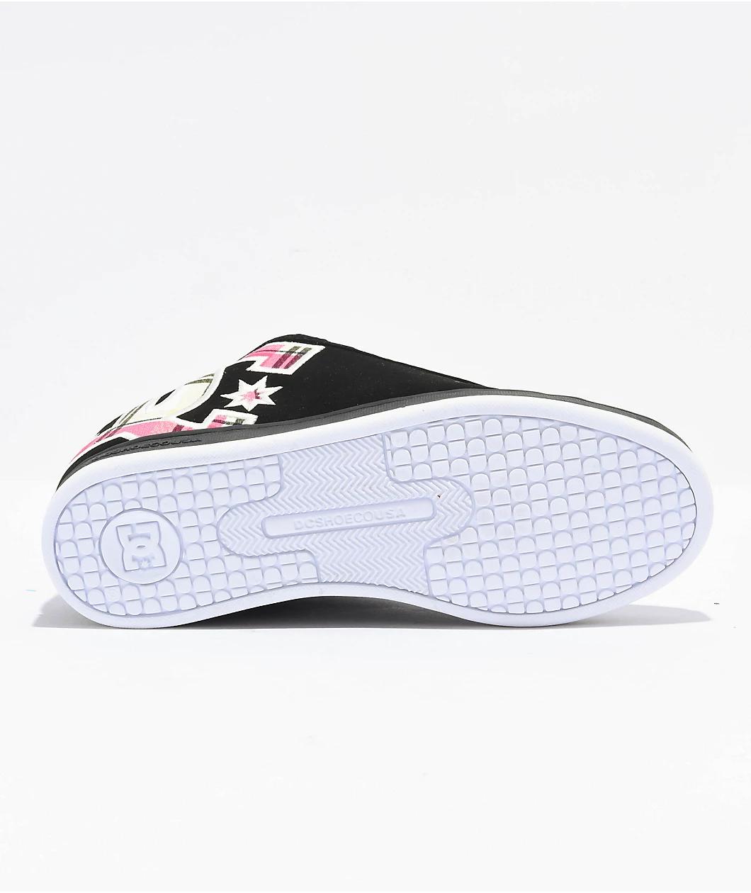 DC Court Graffik Black, Plaid & Pink Skate Shoes Product Image