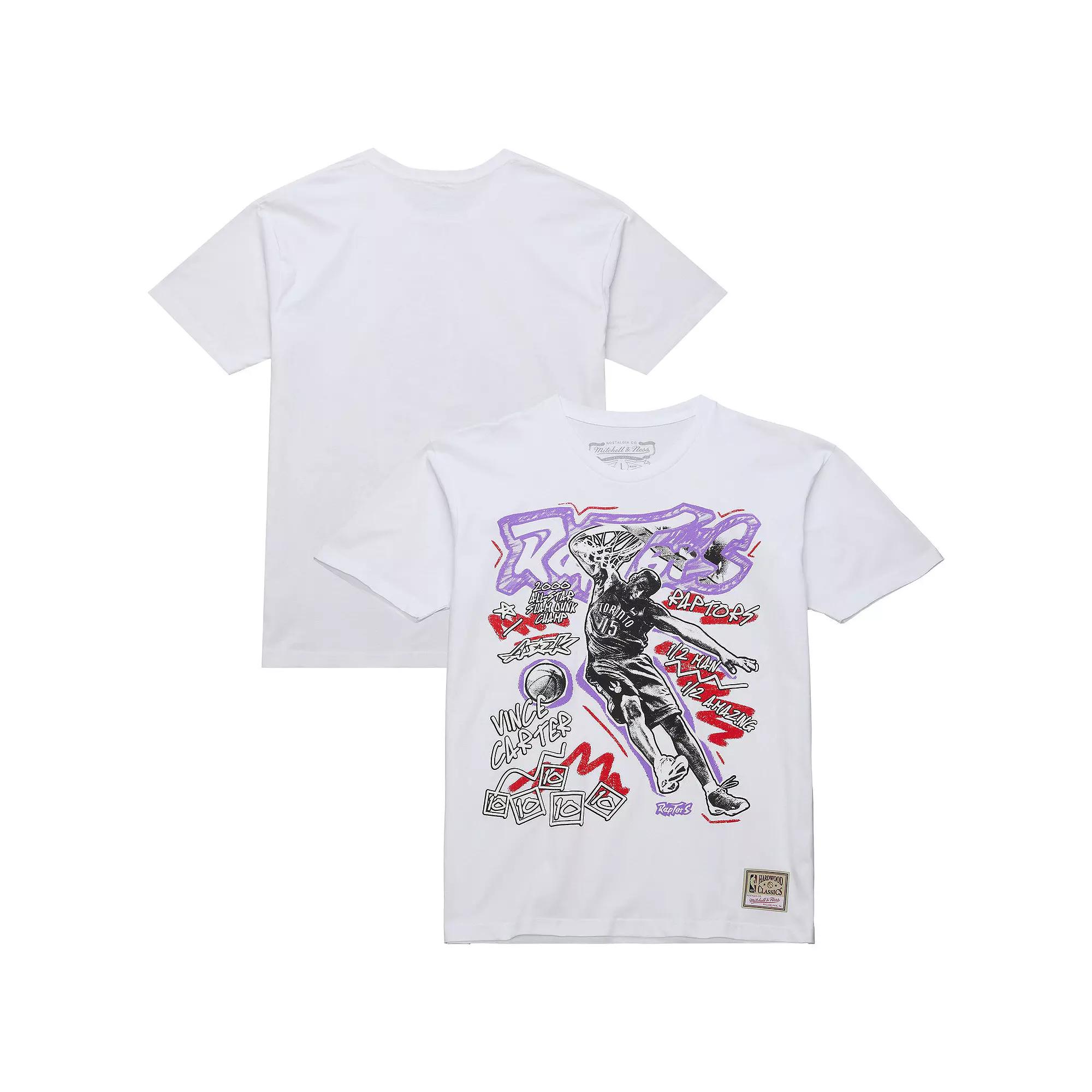 Men's Mitchell & Ness Vince Carter White Toronto Raptors Hardwood Classics Chalked Up T-Shirt,  Product Image