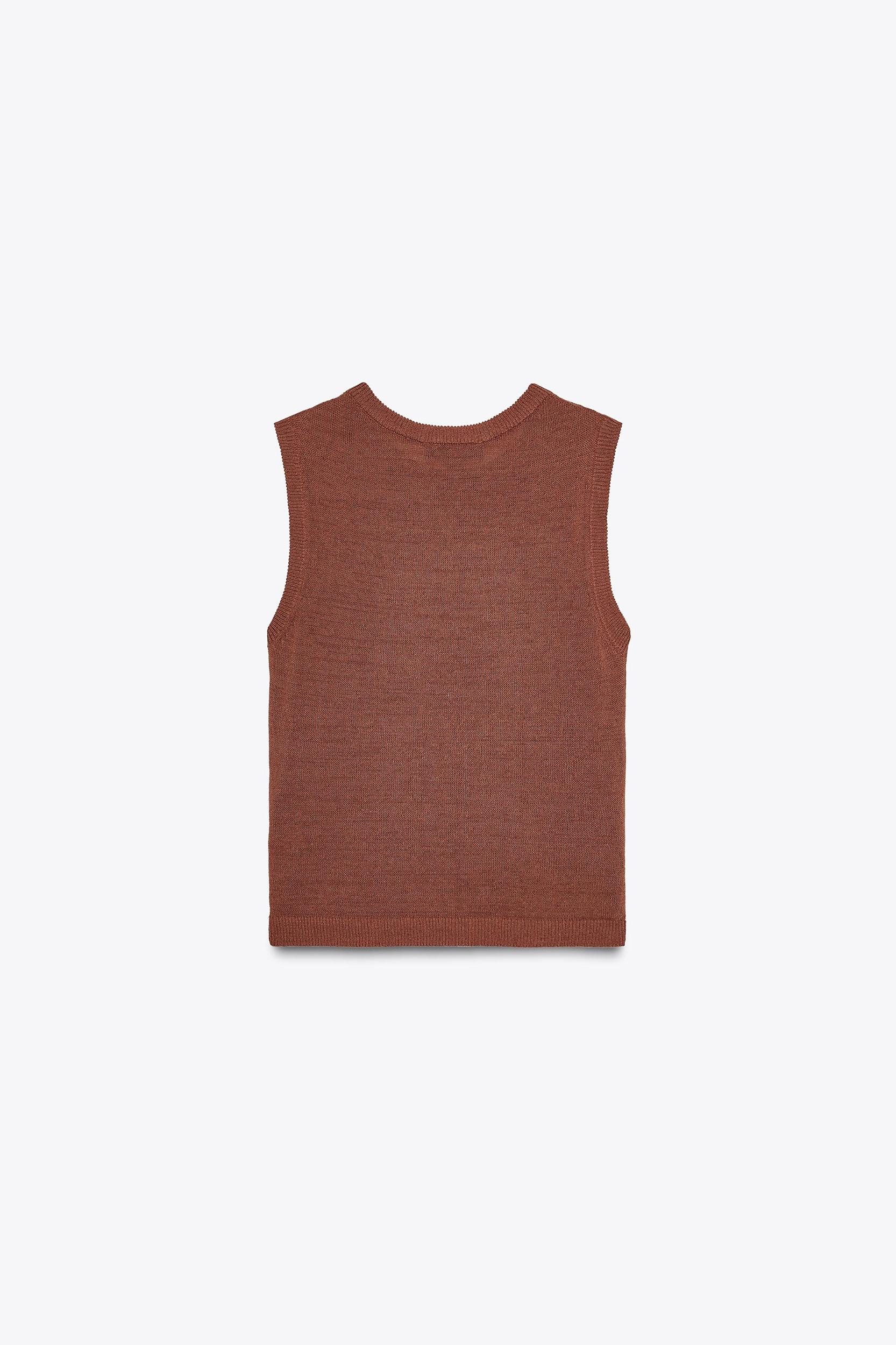 LINEN KNIT VEST TOP Product Image