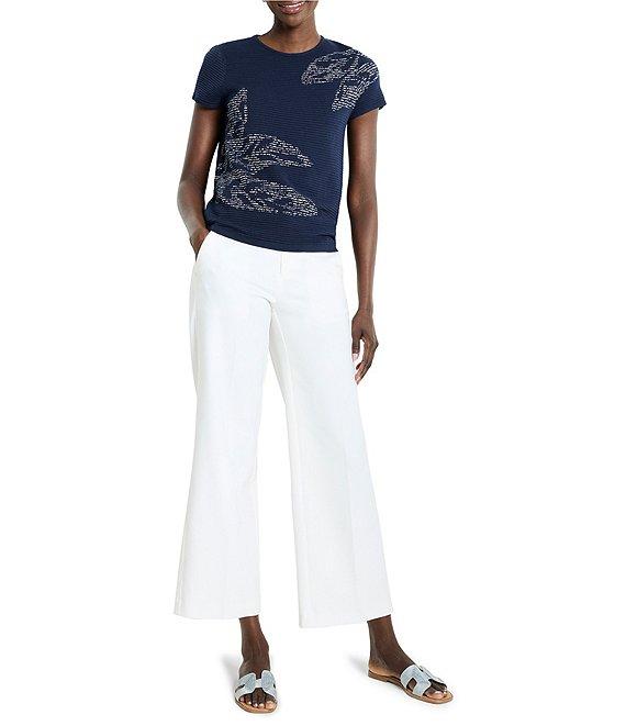 NIC + ZOE Midnight Garden Ottoman Stripe Knit Round Neck Short Sleeve Tee Product Image