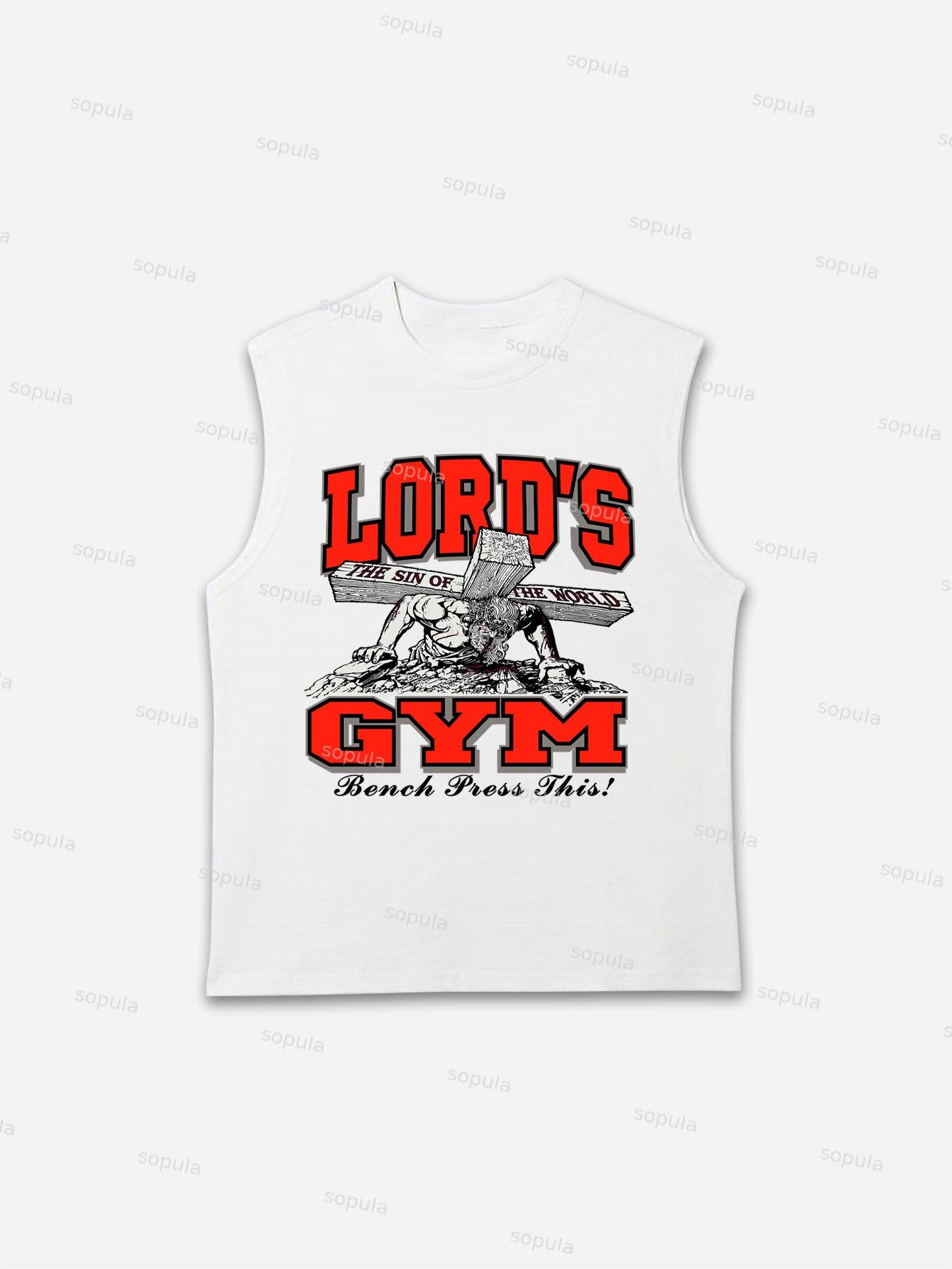 Lord's Gym God Print Cotton Casual Tank Top Product Image