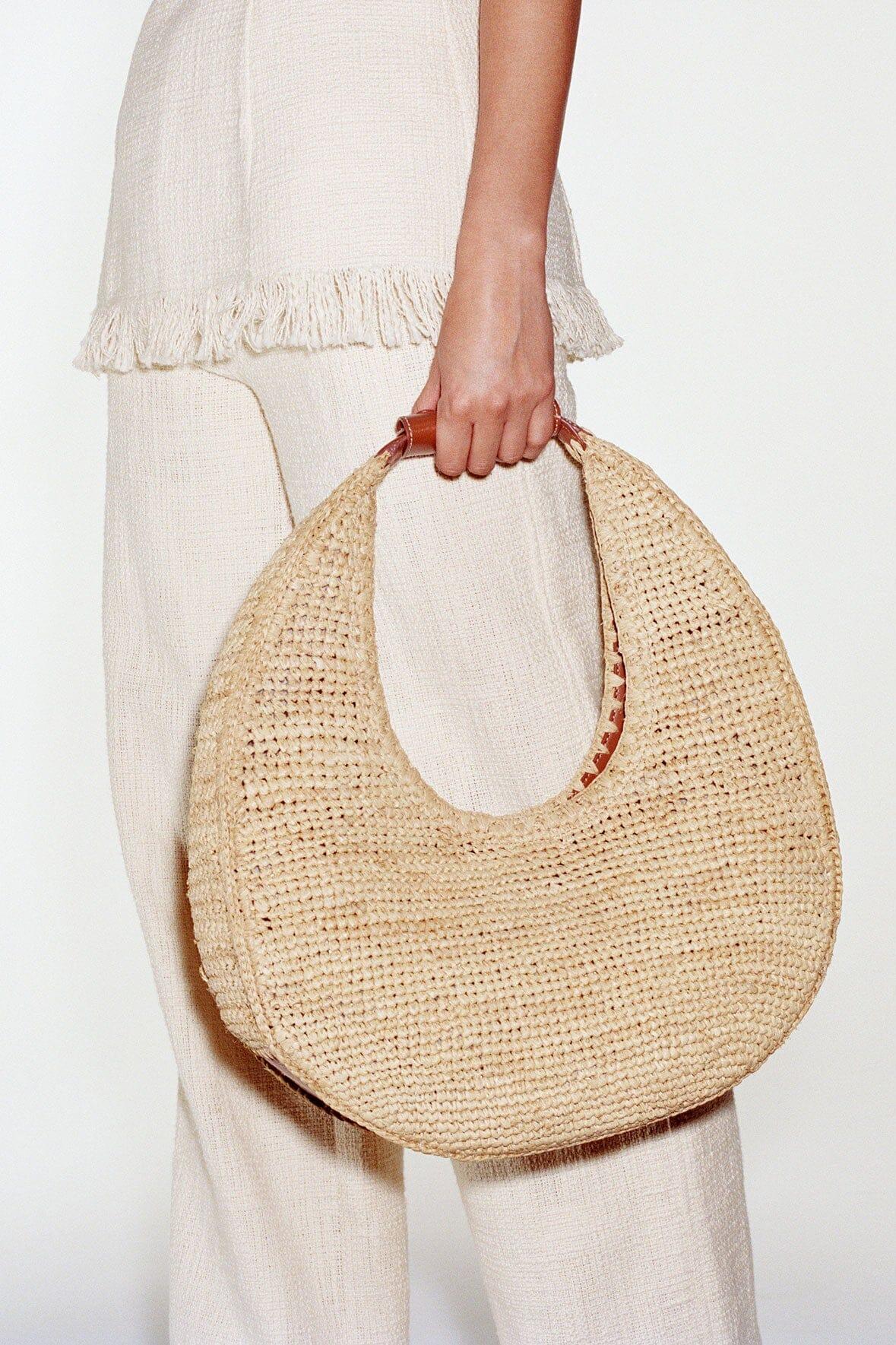 LARGE RAFFIA MOON BAG | NATURAL RAFFIA Product Image
