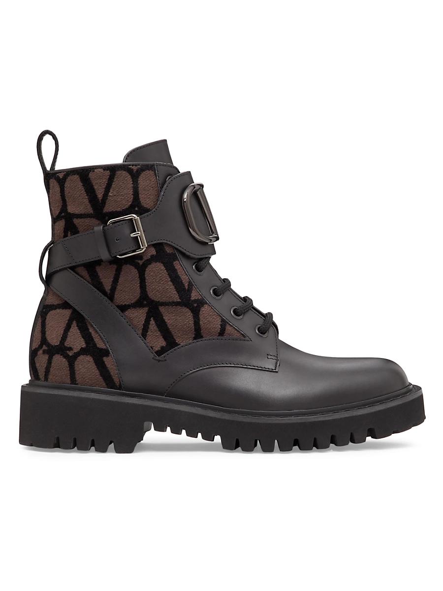 Womens VLogo Signature 35MM Combat Boots in Calfskin Product Image