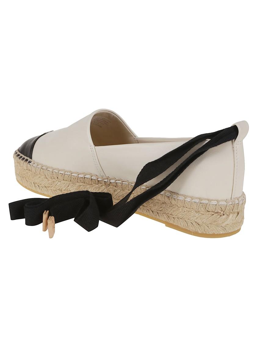 TORY BURCH White Espadrilles With Metallic Logo On The Front And Ankle Strap In Leather Woman Product Image