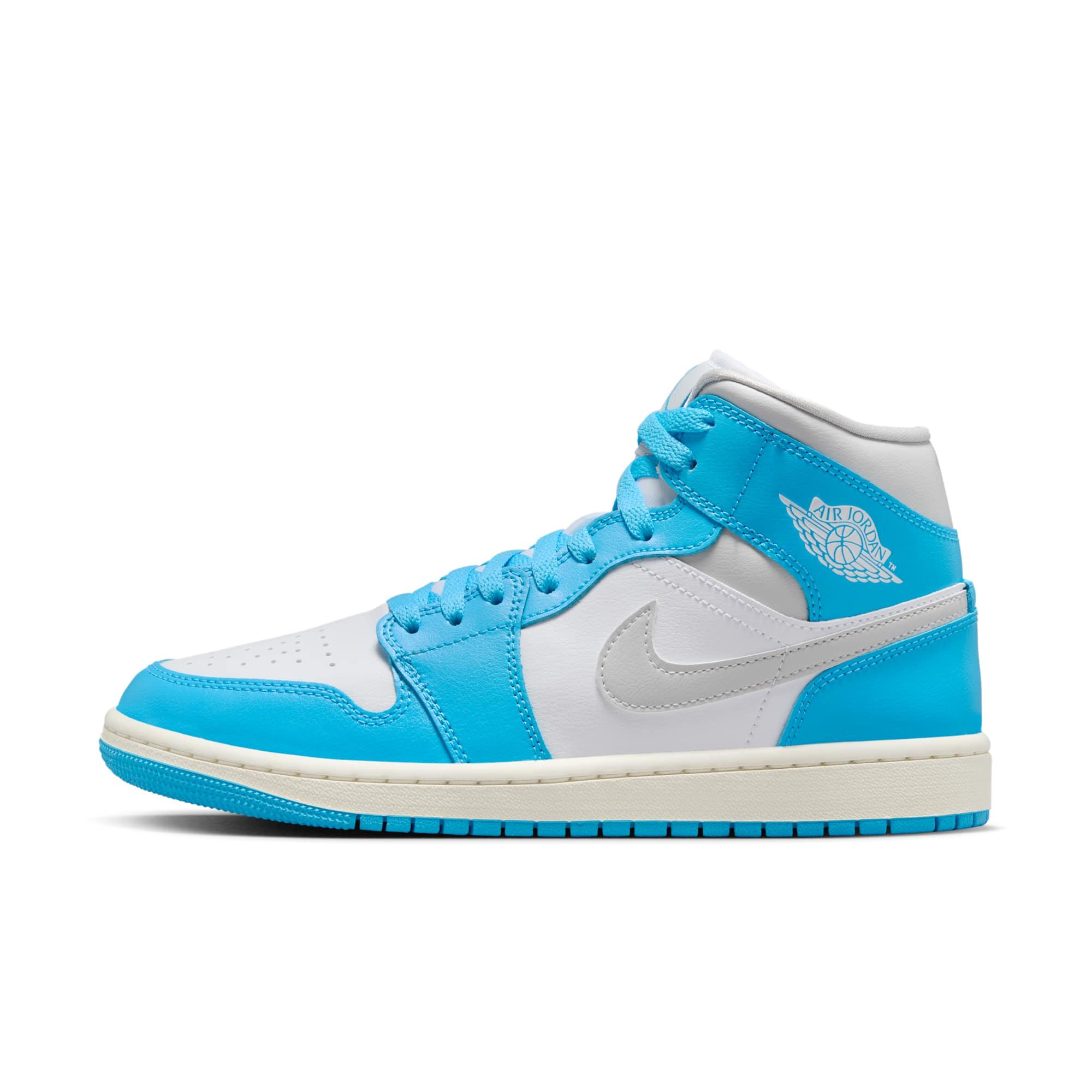 Jordan Womens Jordan AJ 1 Mid - Womens Basketball Shoes Blue/Grey Product Image