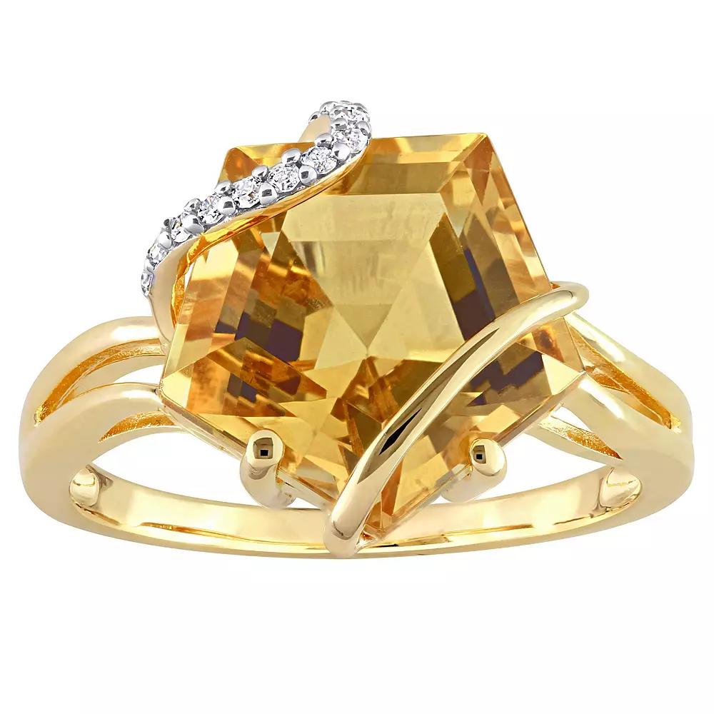 Stella Grace 18k Gold Over Silver Citrine & Diamond Accent Wrapped Ring, Women's, Size: 6, Gold Tone Product Image