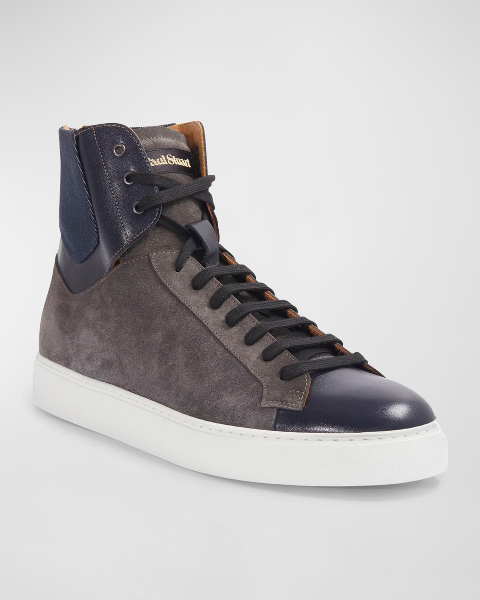 Men's High-Top Suede-Leather Zip Sneakers Product Image
