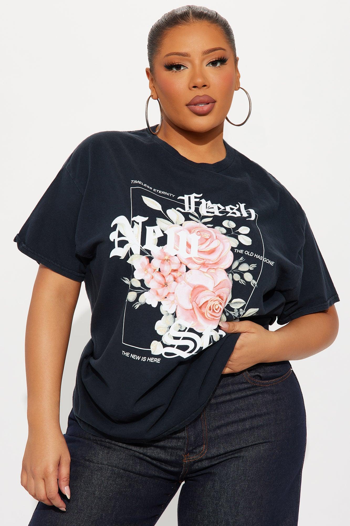 Fresh New Start Vintage Washed Tee - Black Female Product Image