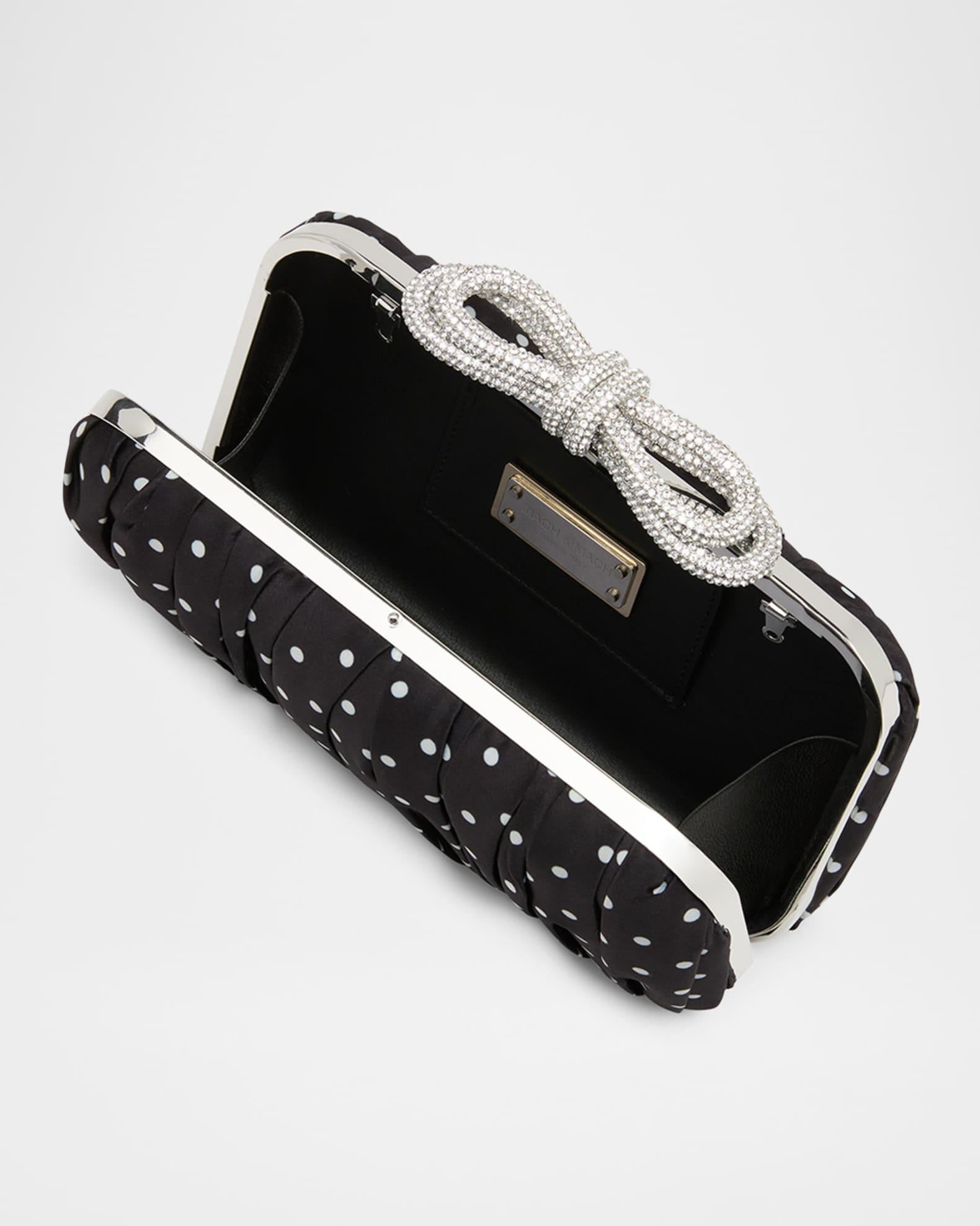 Double Bow Polka Dot Satin Clutch Bag Product Image