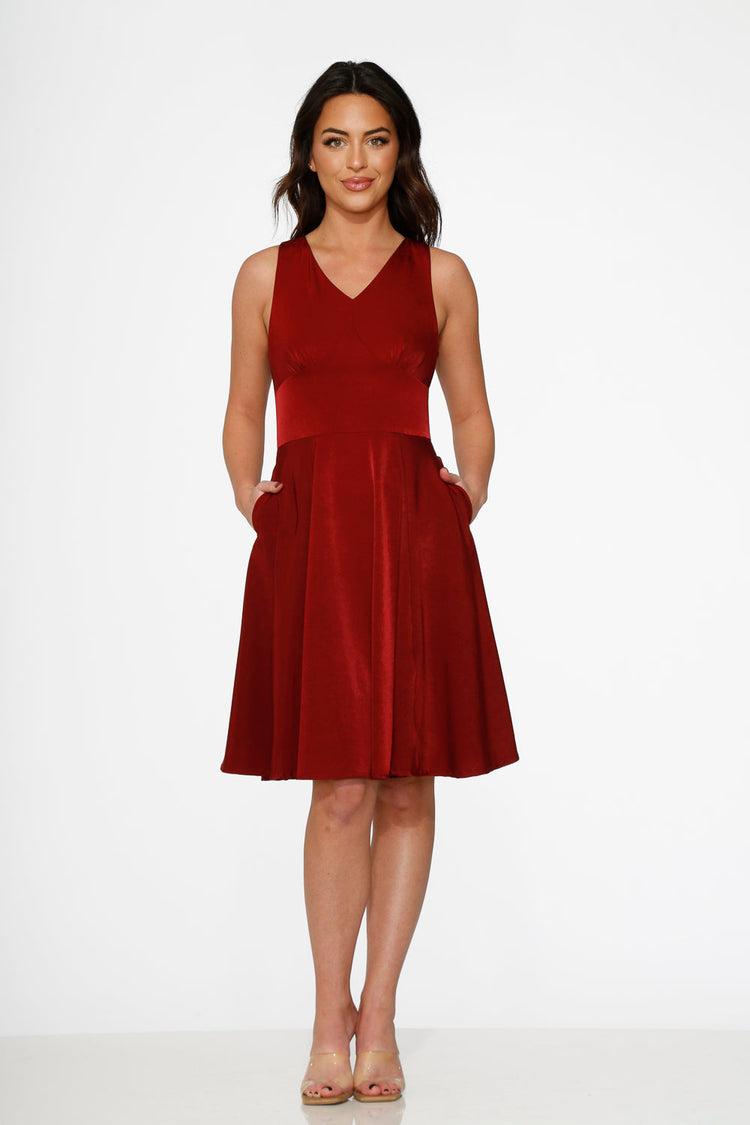 Burgundy Swing Dress Product Image