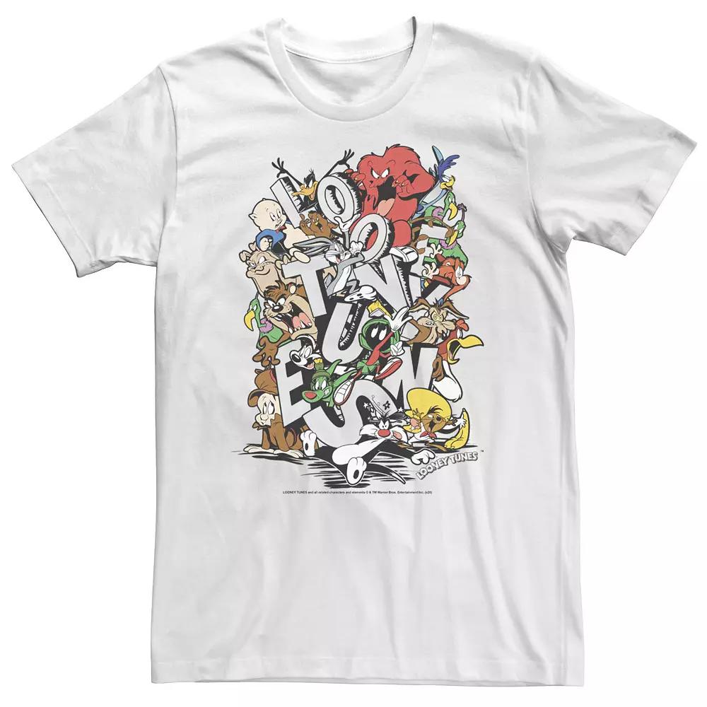 Big & Tall Looney Tunes Neon Group Shot Stack Tee, Men's,  Product Image