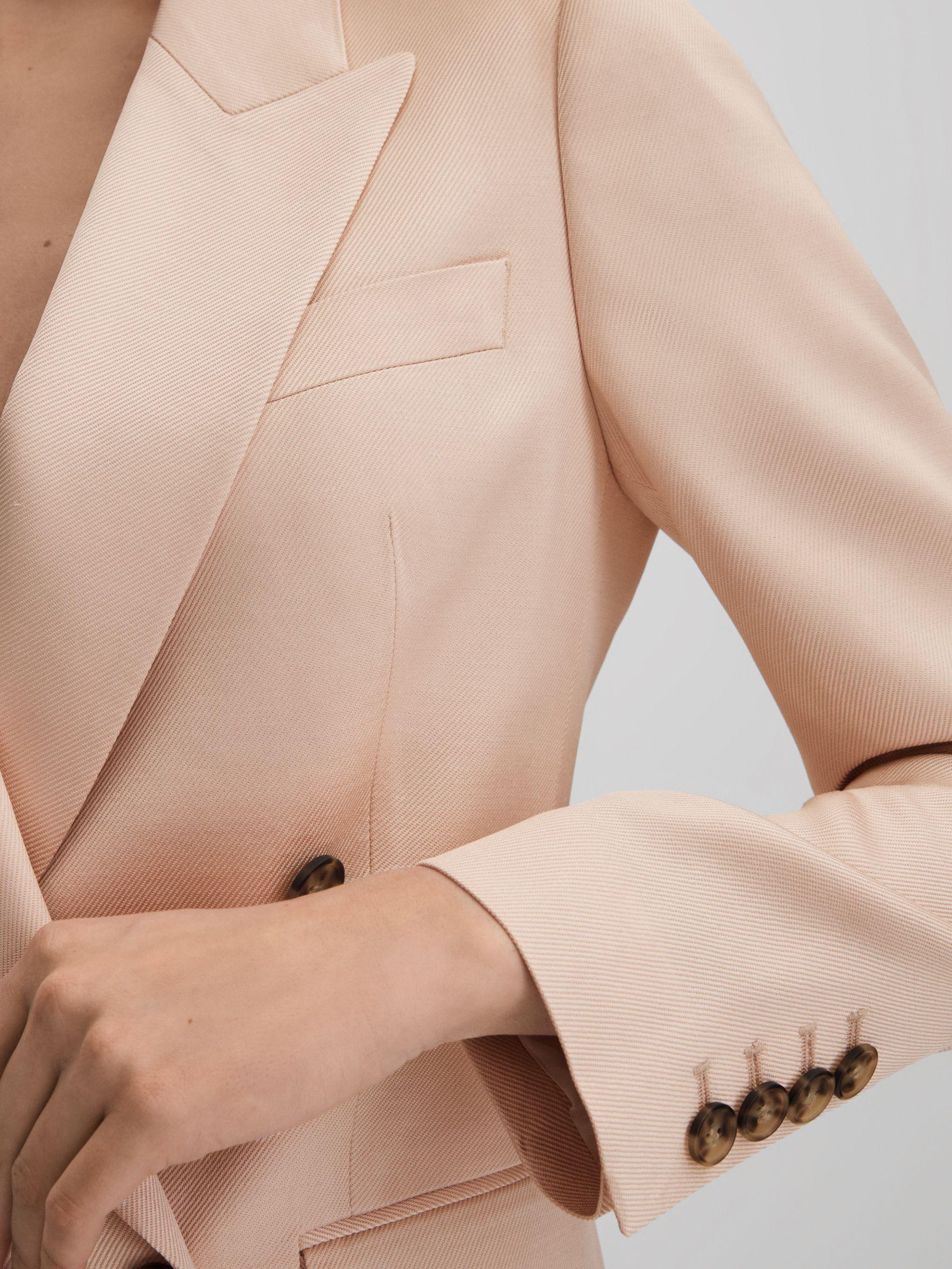 Double Breasted Satin Blazer in Pink Product Image