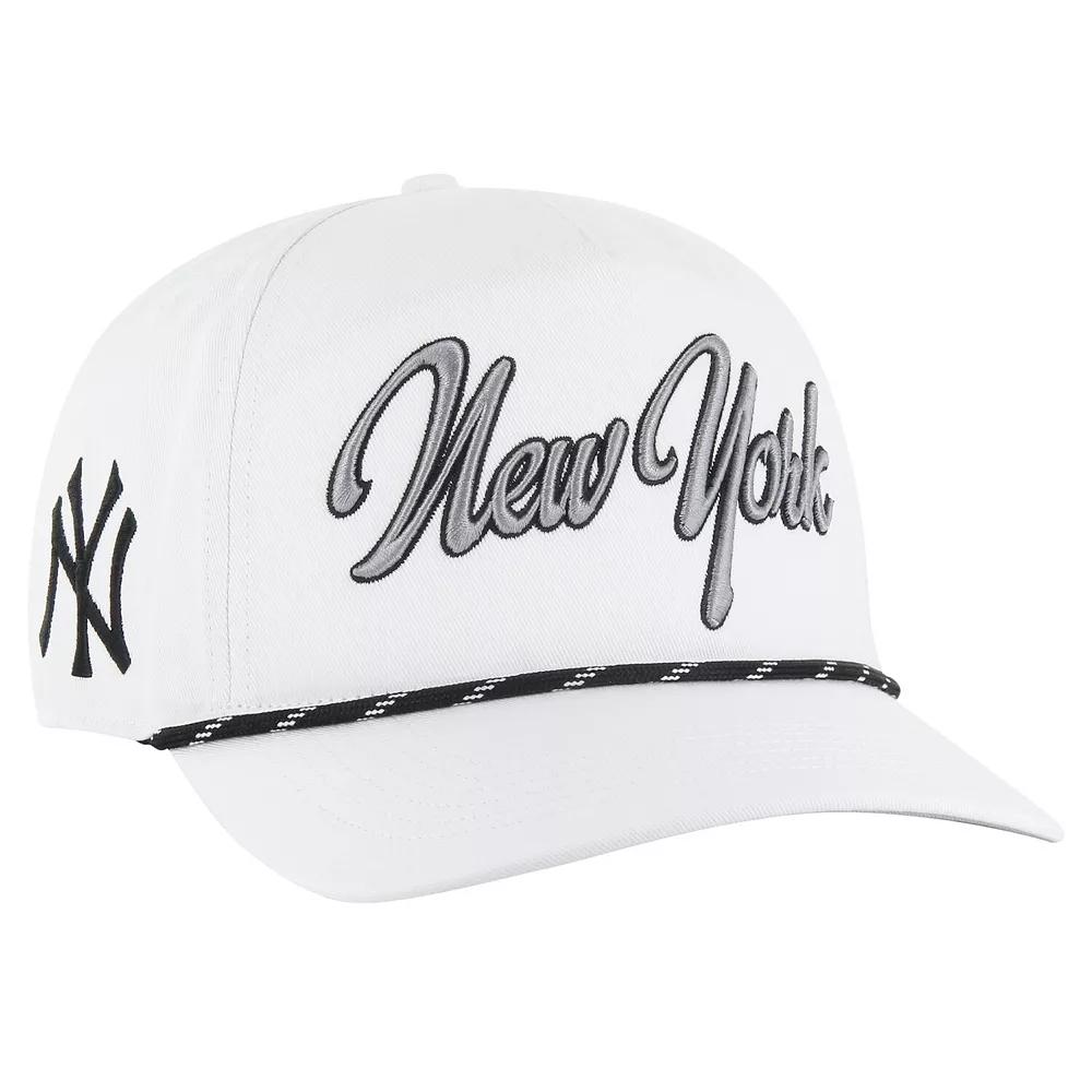 Men's '47 White New York Yankees Overhand Speckle Hitch Rope Adjustable Hat Product Image