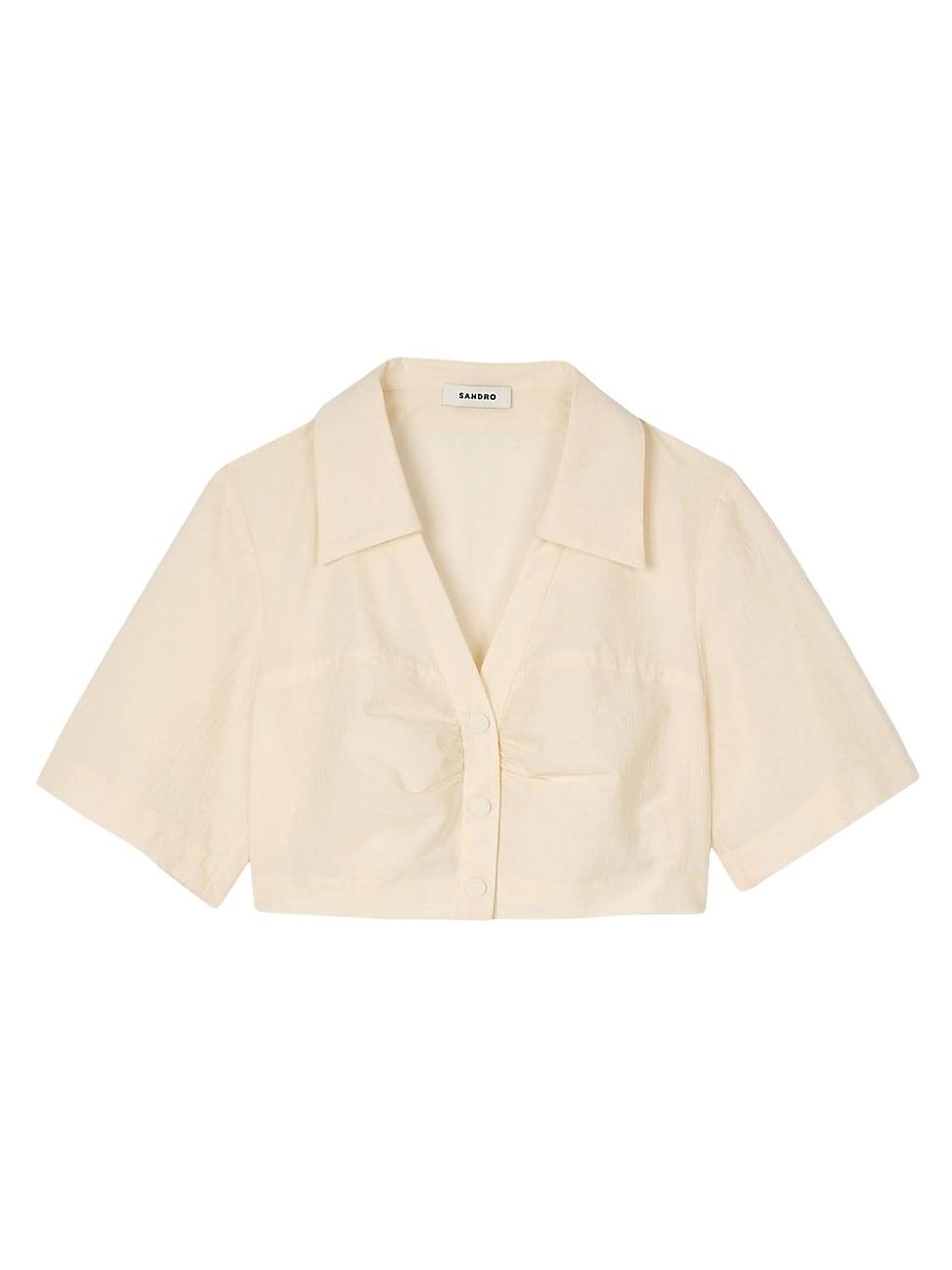 Womens Cropped Gathered Shirt Product Image