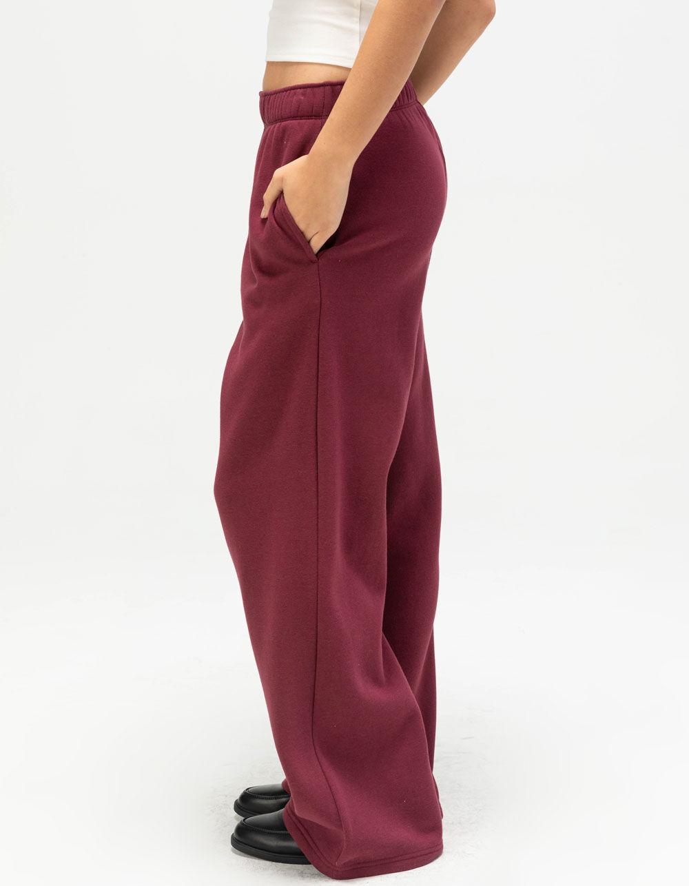 TILLYS Wide Leg Womens Sweatpants - BURGUNDY Product Image