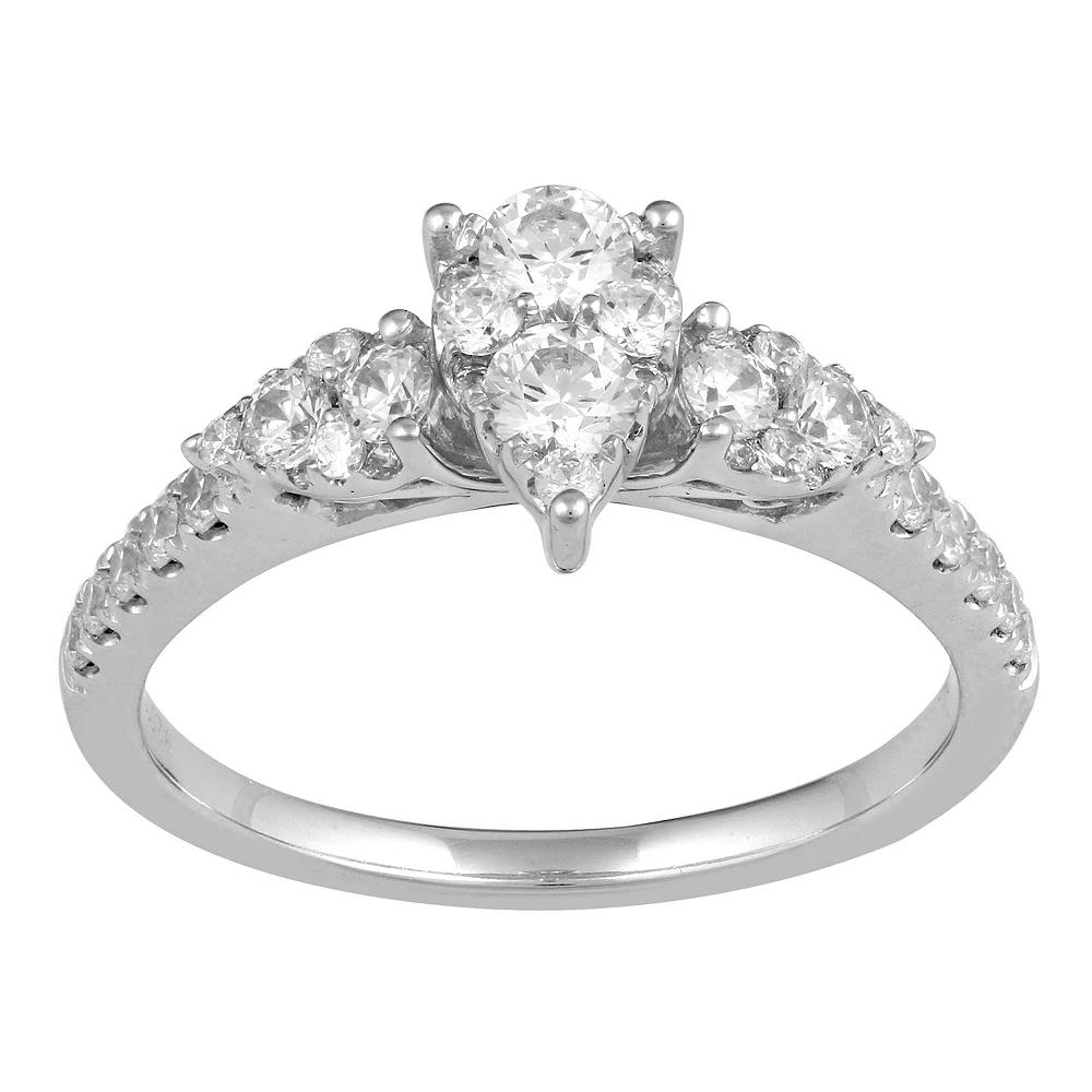 Sterling Silver 3/4 Carat T.W. Diamond Cluster Engagement Ring, Women's, Size: 5 Product Image