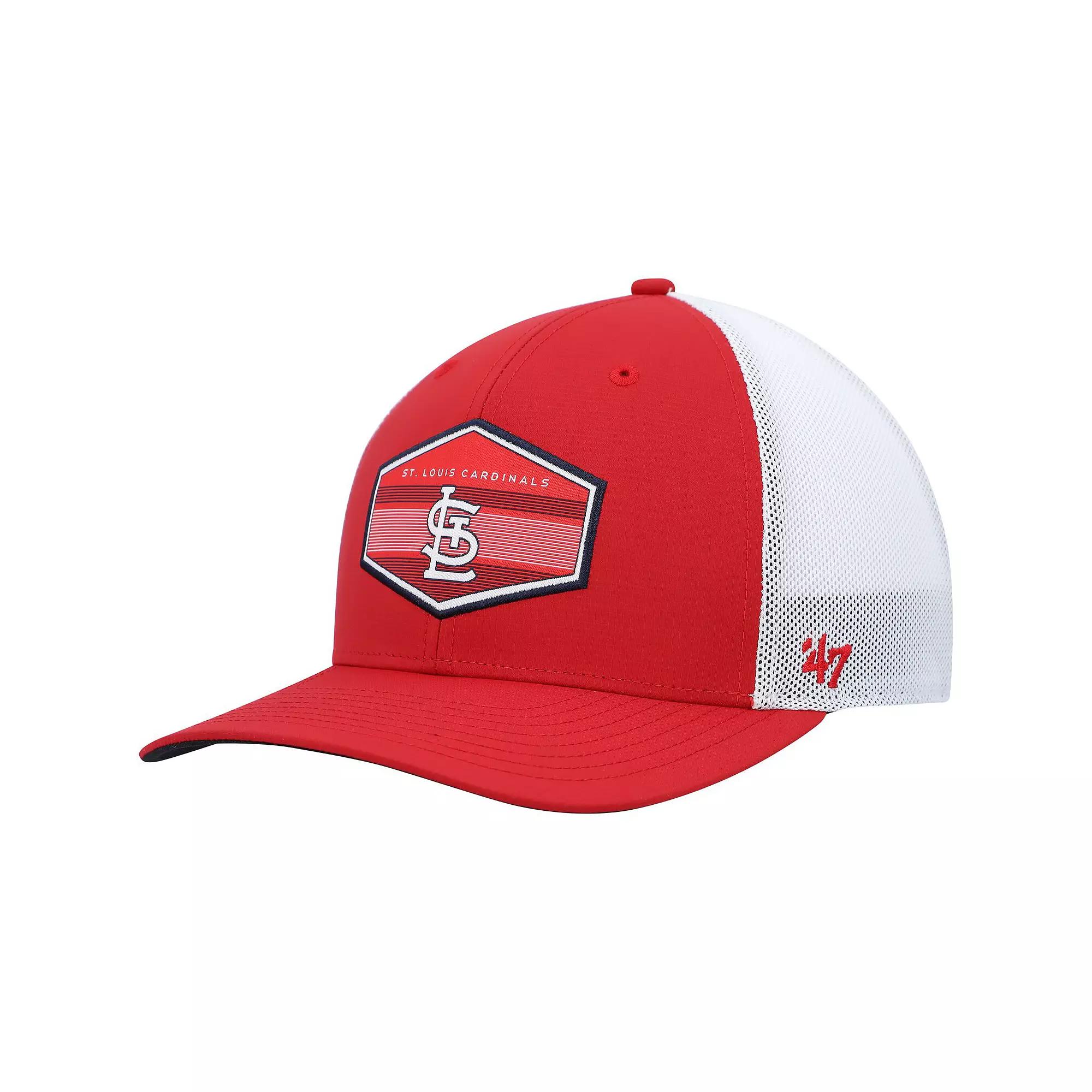 Men's '47 Red/White St. Louis Cardinals Burgess Trucker Snapback Hat Product Image
