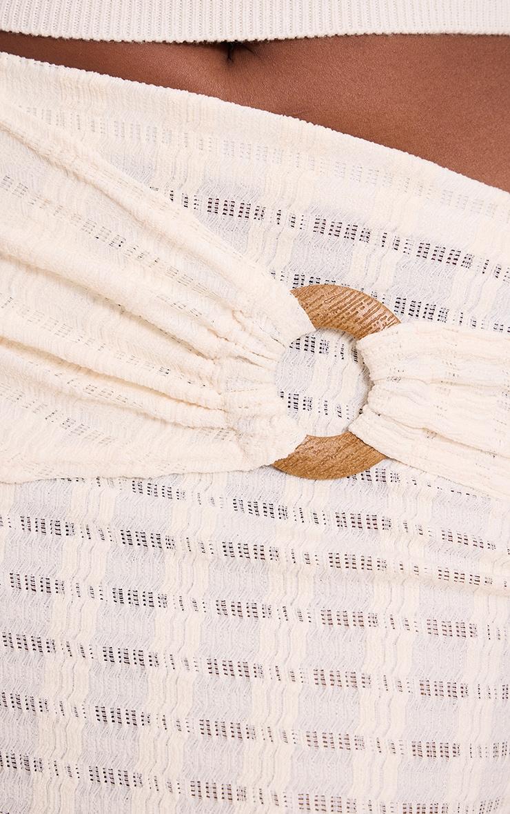  Cream Textured Wooden Trim Maxi Skirt Product Image
