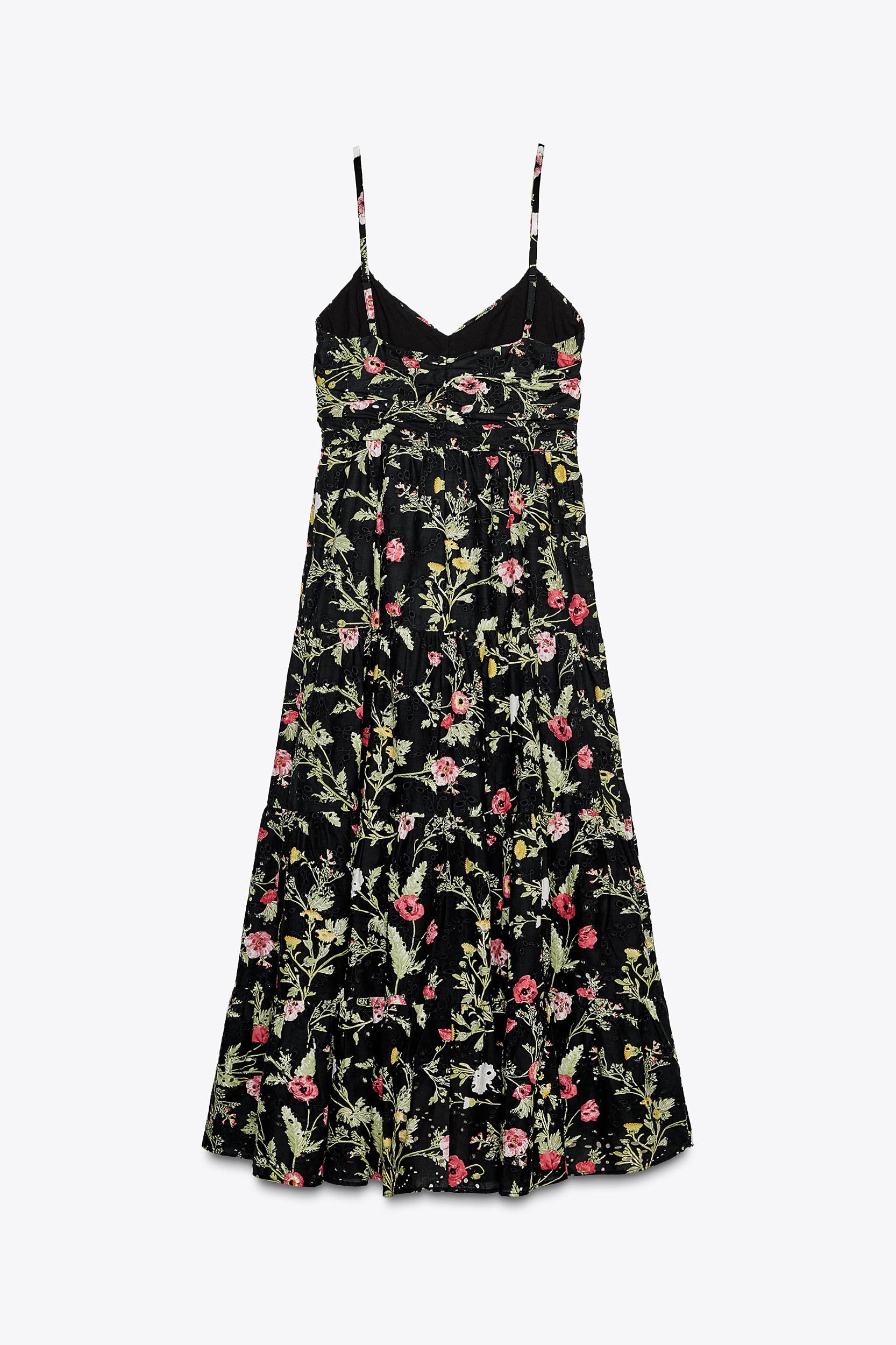 PRINTED MIDI DRESS WITH OPENWORK EMBROIDERY Product Image