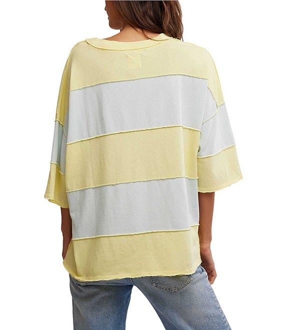 Free People Maddie Color Block Crew Neckline 3/4 Sleeve Oversized Tee Product Image