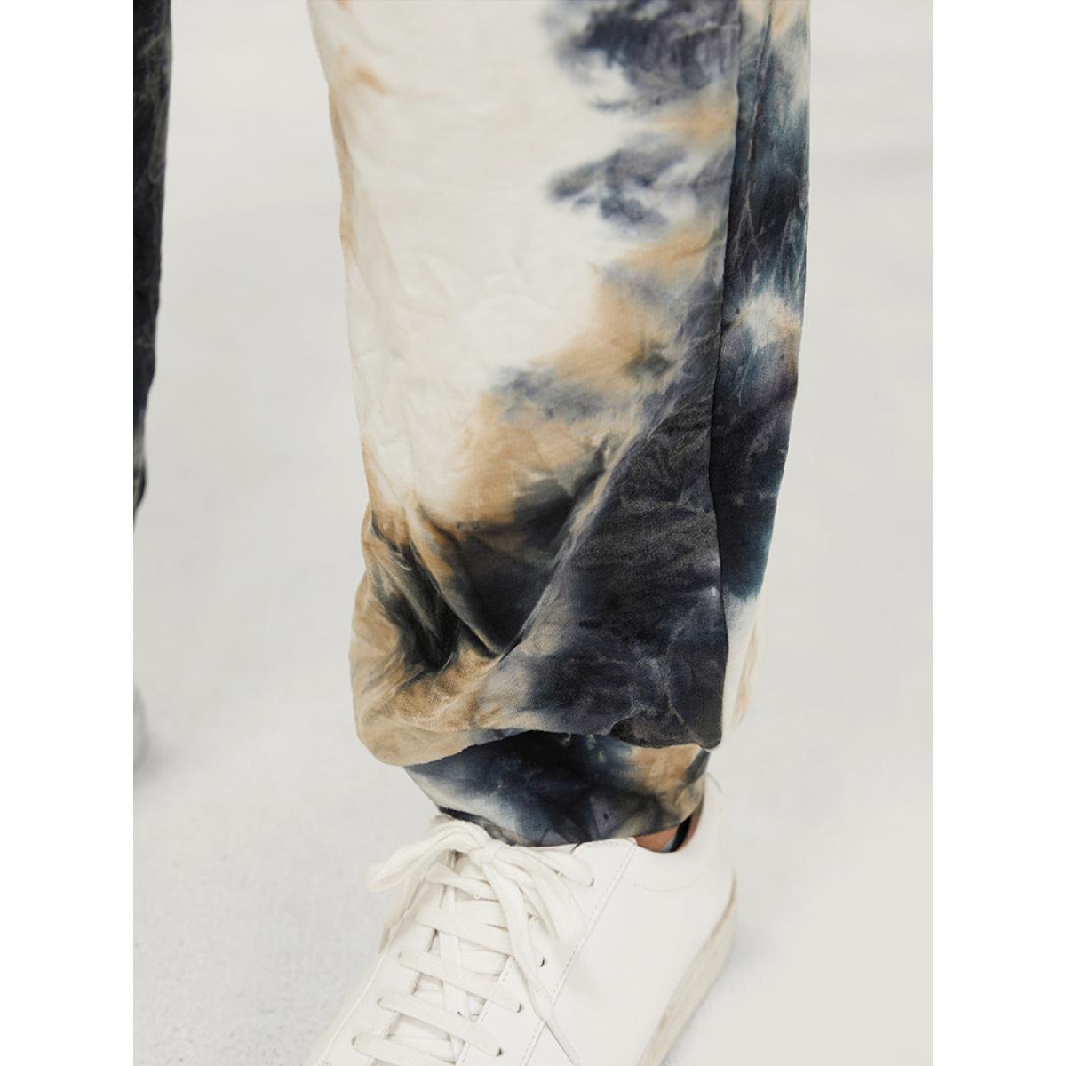 Plus Size Tie Dye Flap Pocket Drawstring Pants Women Multicolor Casual High Rise Dailywear Pants BloomChic 14-16/1X Product Image