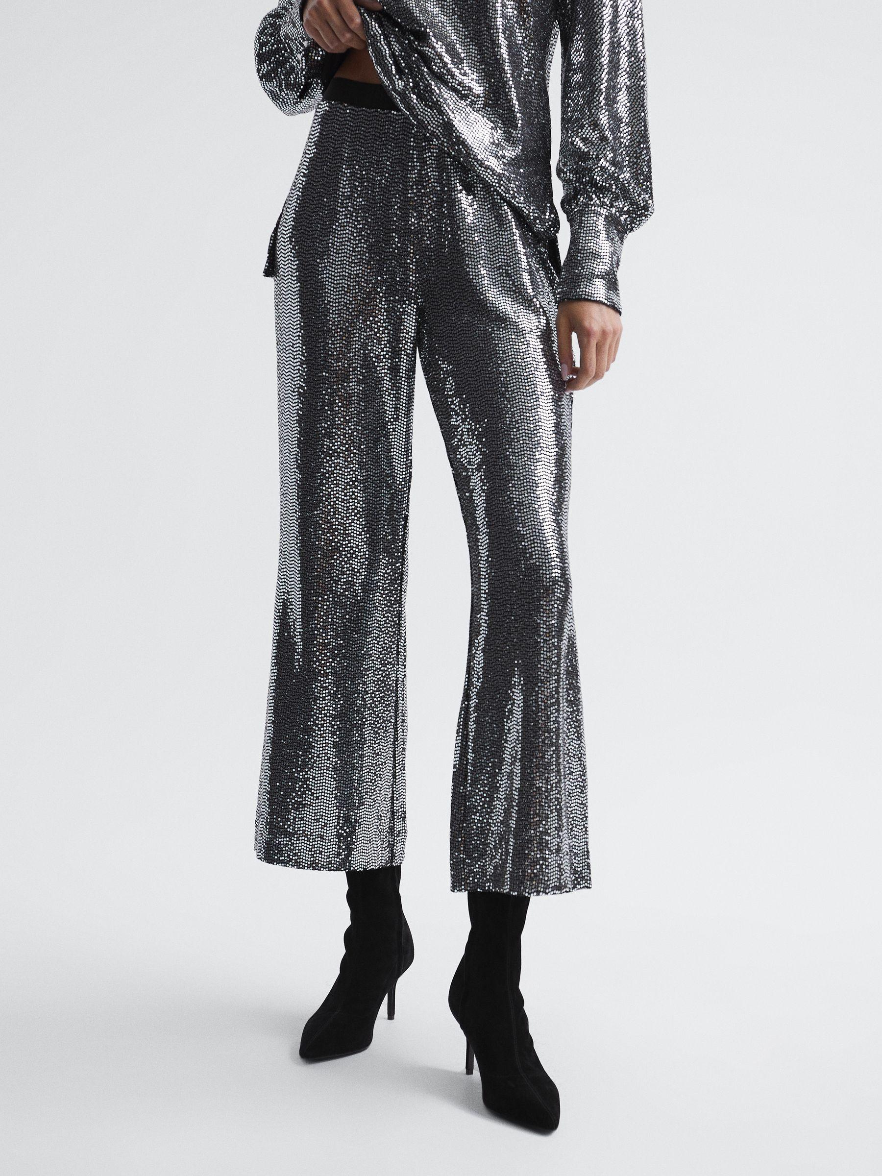 Sequin Occasion Trousers in Silver Product Image