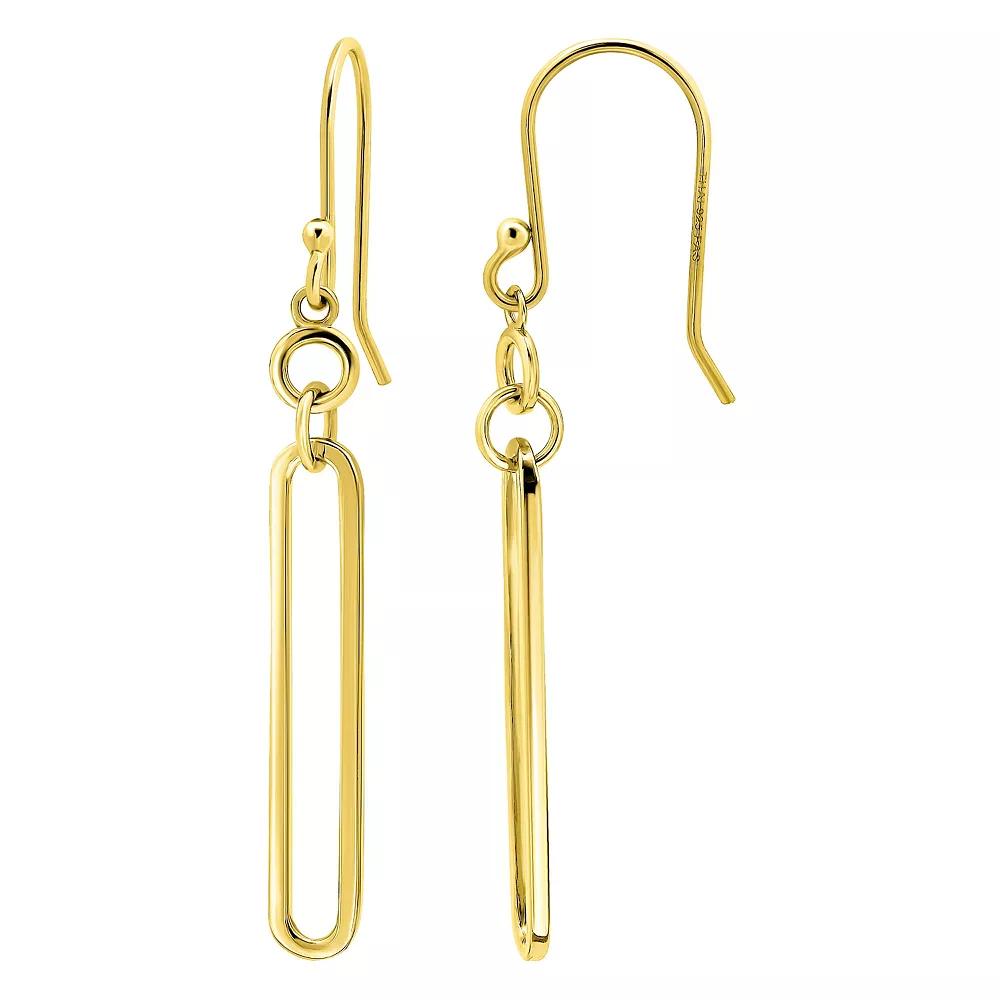 Aleure Precioso Sterling Silver Elongated Paper Clip Link Drop Earrings, Women's, Gold Tone Product Image