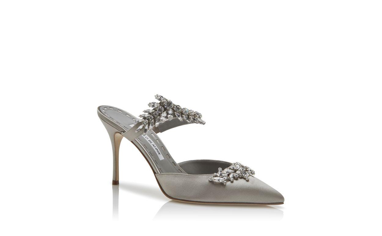 LURUM Grey Satin Crystal Embellished Mules Product Image